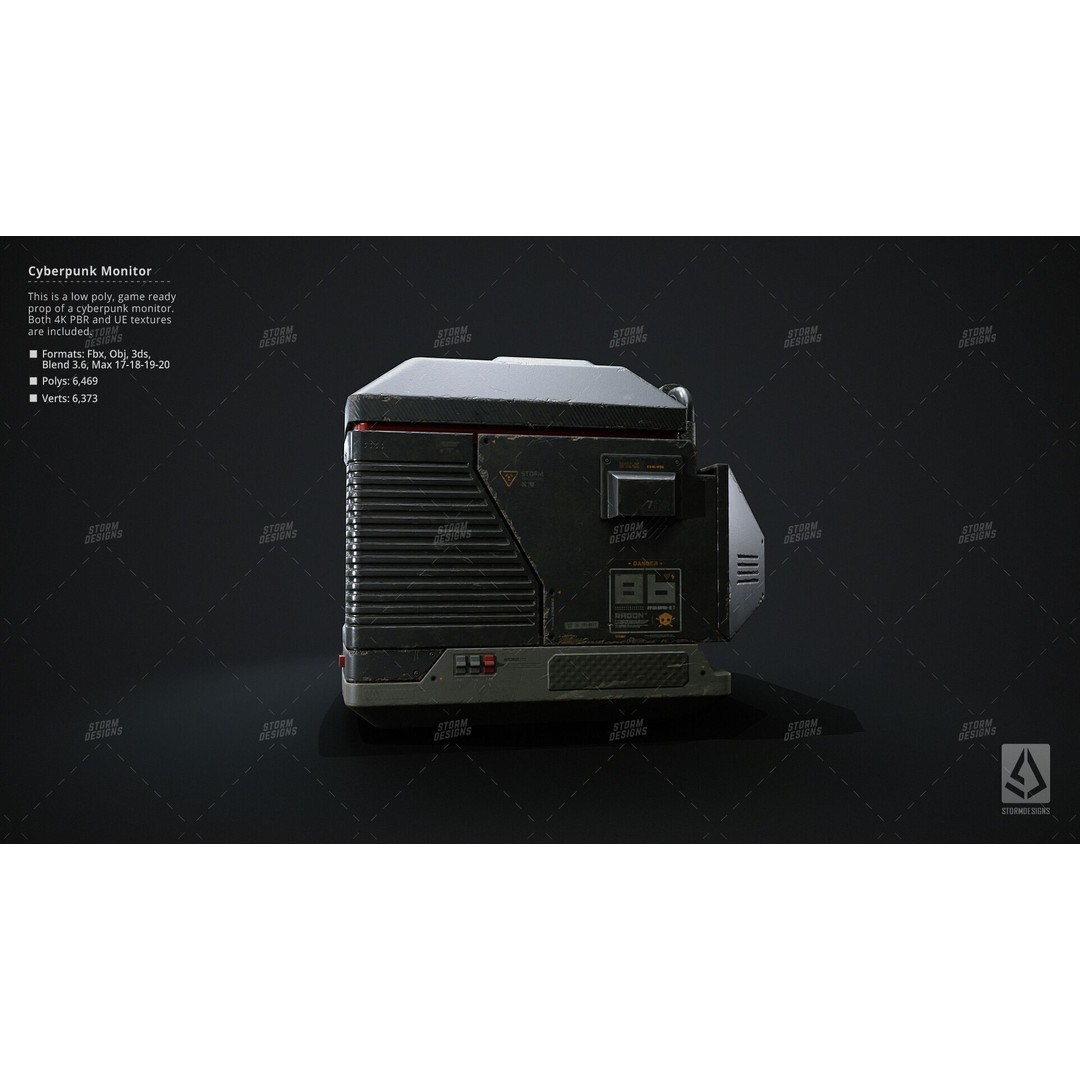 Cyberpunk Monitor 3D Model – Low Poly PBR Game Asset, FBX - View 4