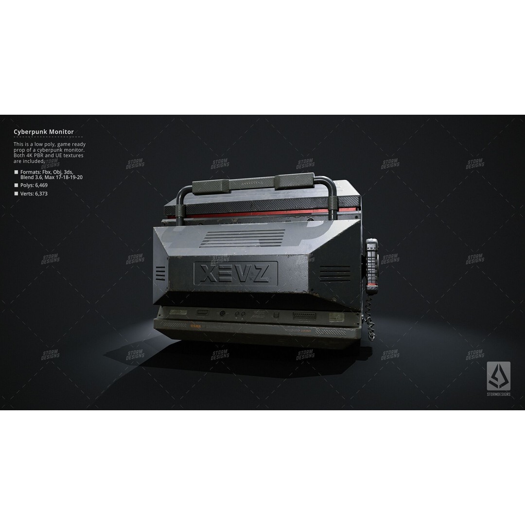 Cyberpunk Monitor 3D Model – Low Poly PBR Game Asset, FBX - View 6