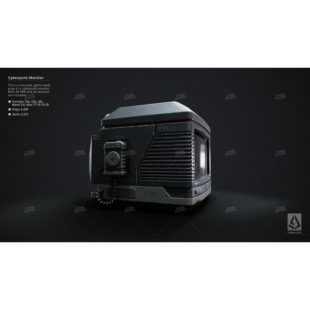 Cyberpunk Monitor 3D Model – Low Poly PBR Game Asset, FBX - View 8