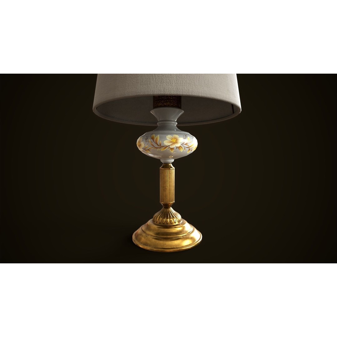 Vintage Lamp 3D Model – Low Poly Game Ready PBR Asset, FBX, OBJ - View 14