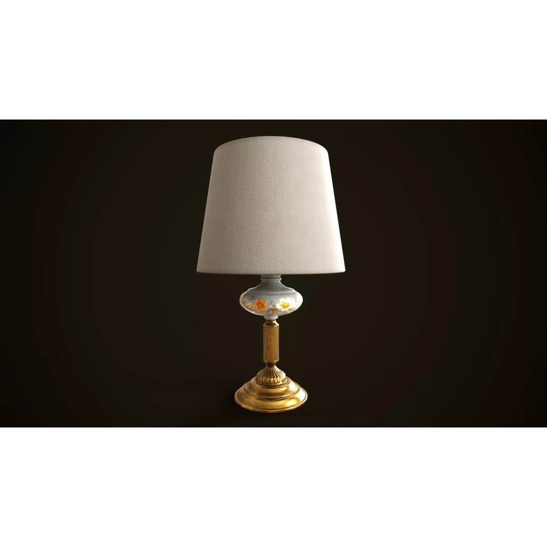 Vintage Lamp 3D Model – Low Poly Game Ready PBR Asset, FBX, OBJ - View 2