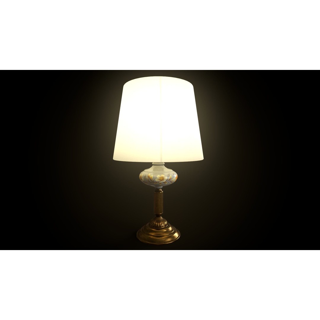 Vintage Lamp 3D Model – Low Poly Game Ready PBR Asset, FBX, OBJ - View 3