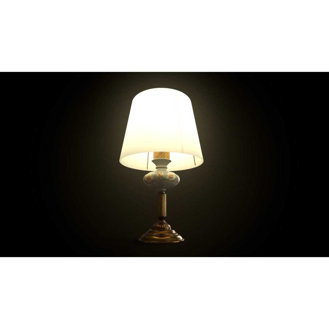 Vintage Lamp 3D Model – Low Poly Game Ready PBR Asset, FBX, OBJ - View 4
