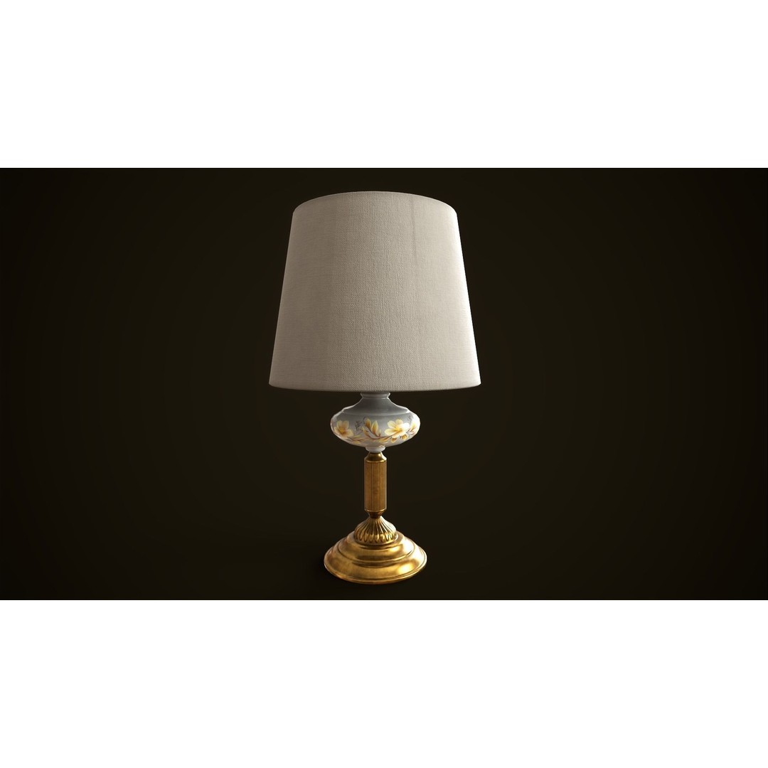 Vintage Lamp 3D Model – Low Poly Game Ready PBR Asset, FBX, OBJ - View 5