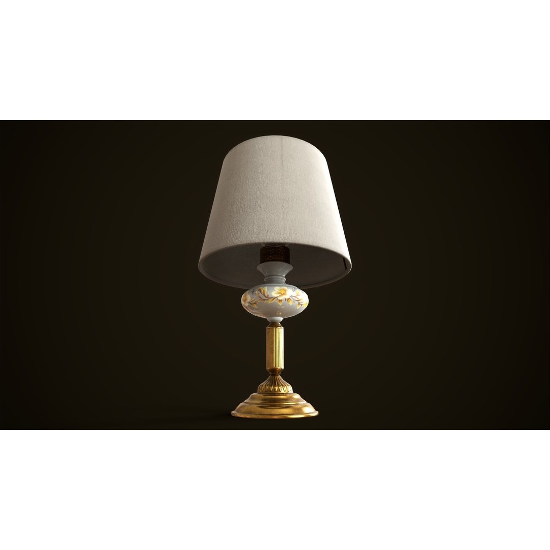 Vintage Lamp 3D Model – Low Poly Game Ready PBR Asset, FBX, OBJ - View 6