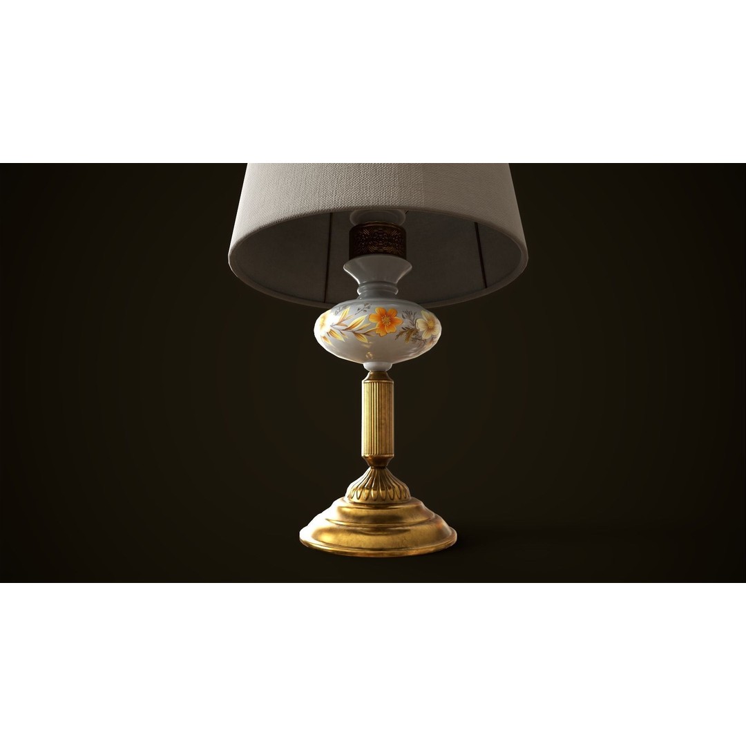 Vintage Lamp 3D Model – Low Poly Game Ready PBR Asset, FBX, OBJ - View 7