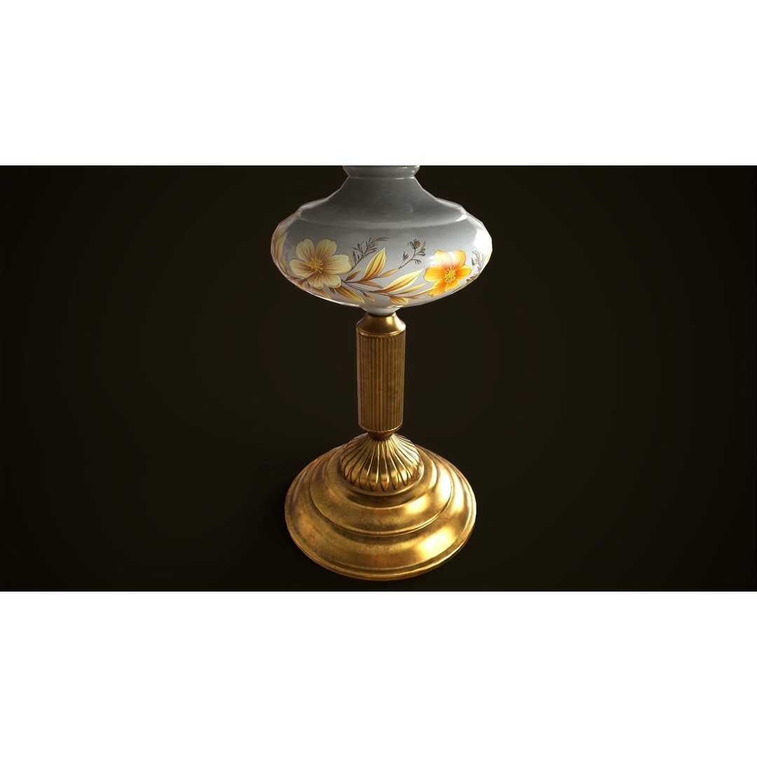 Vintage Lamp 3D Model – Low Poly Game Ready PBR Asset, FBX, OBJ - View 8