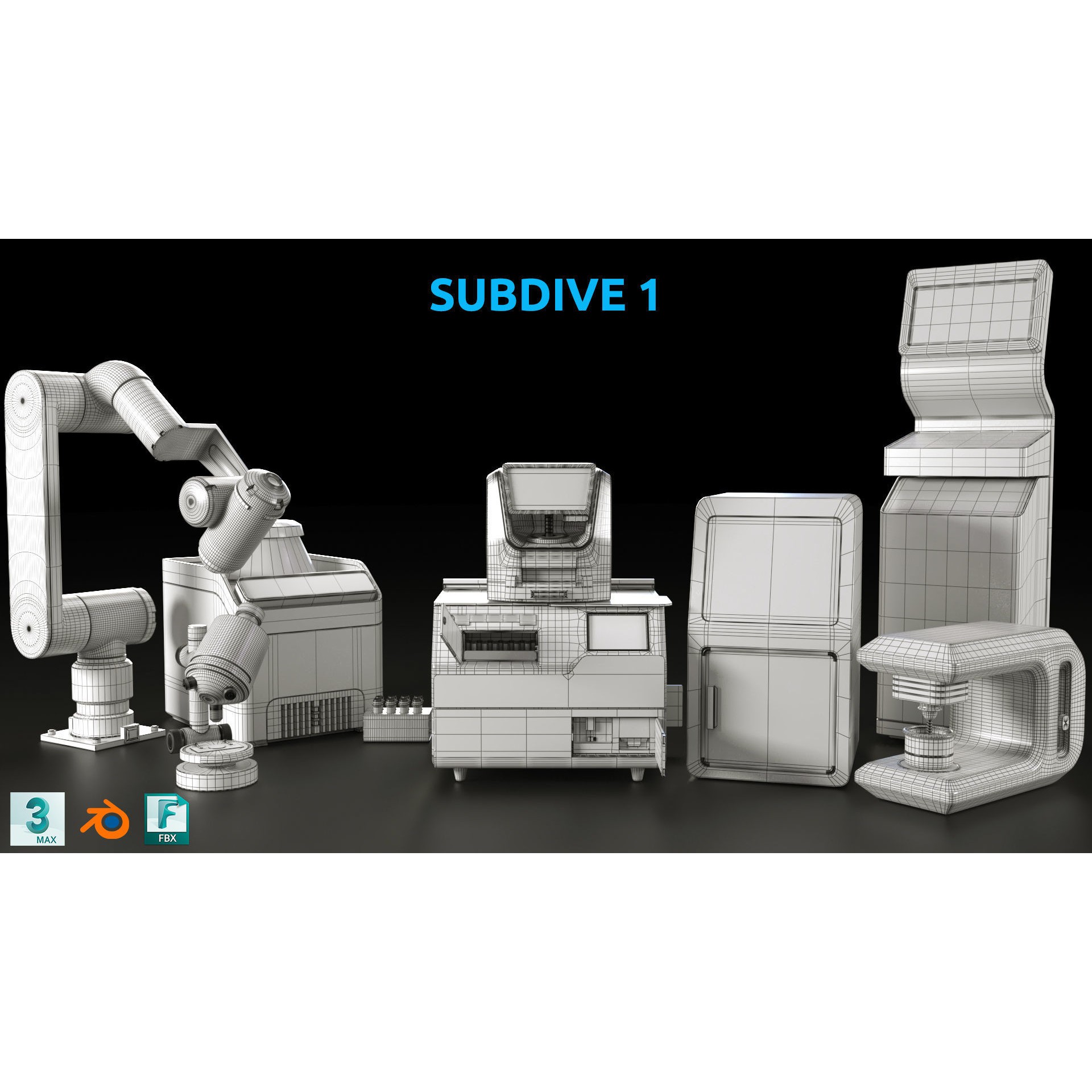 Sci-Fi Laboratory Equipment - Low-Poly Game-Ready 3D Model