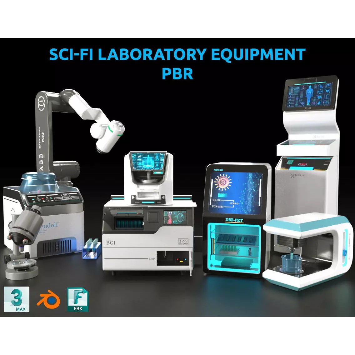 Sci-Fi Laboratory Equipment - Low-Poly Game-Ready 3D Model - View 2