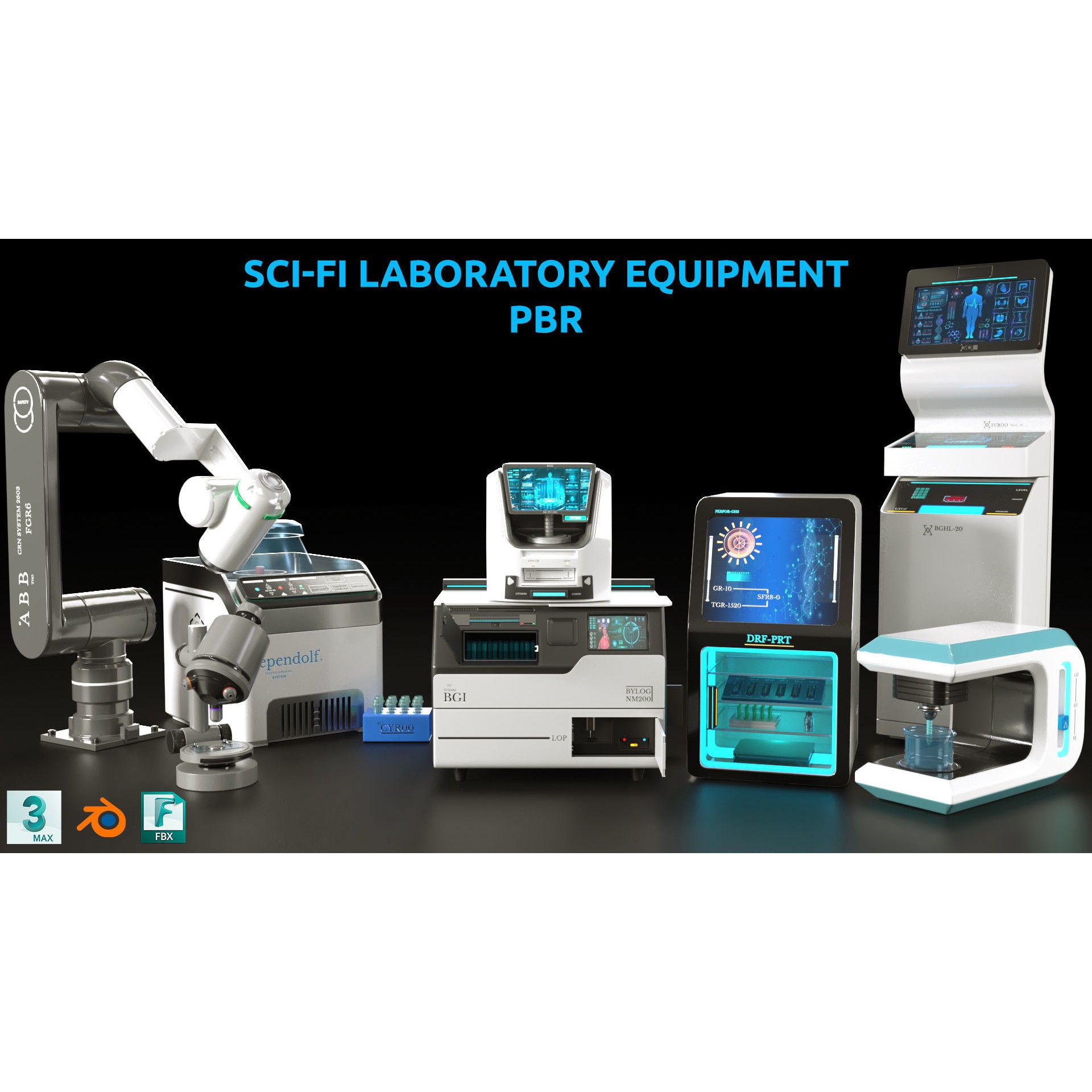 Sci-Fi Laboratory Equipment - Low-Poly Game-Ready 3D Model - View 3