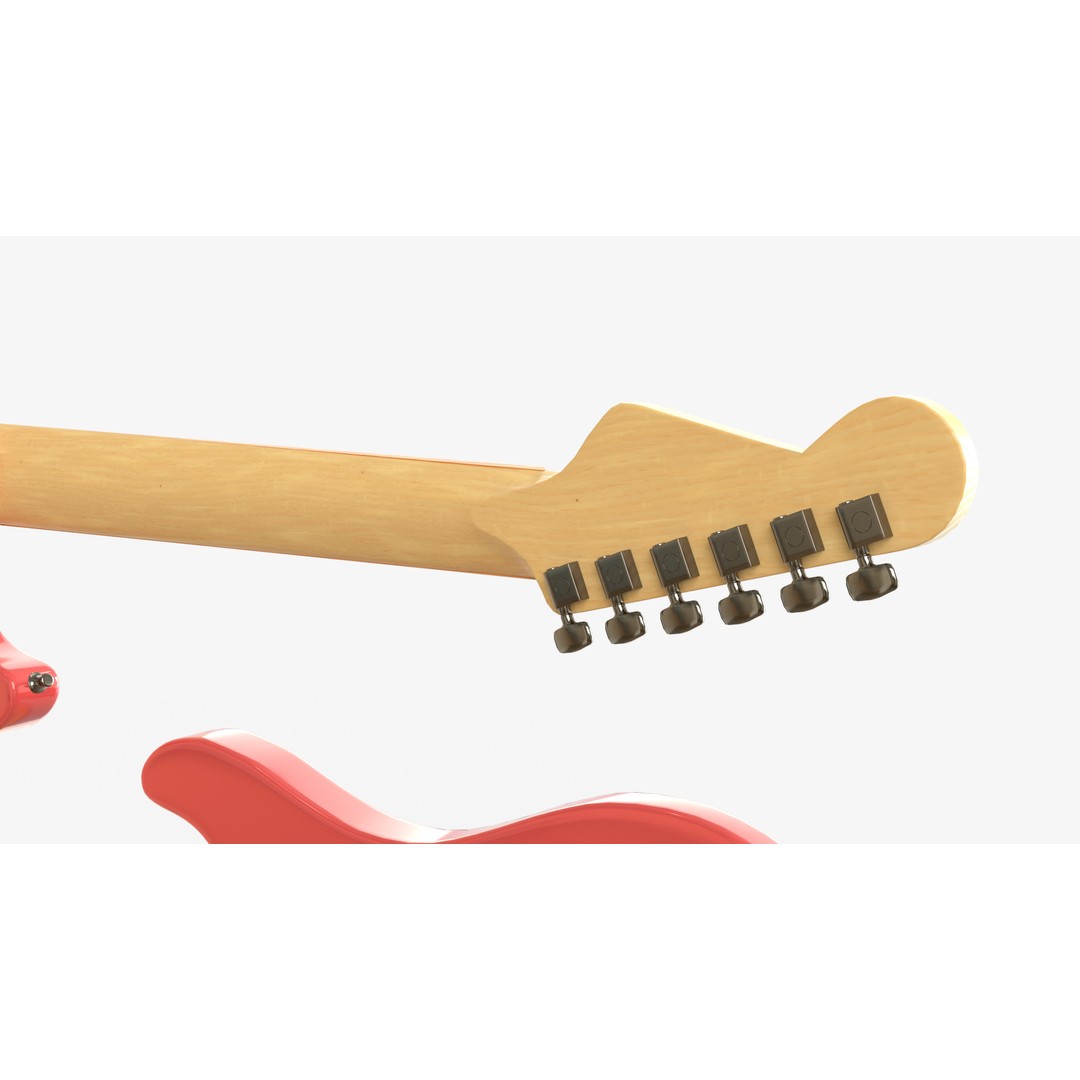 Red Electric Guitar 3D Model – PBR Fender Stratocaster with Case, FBX - View 10