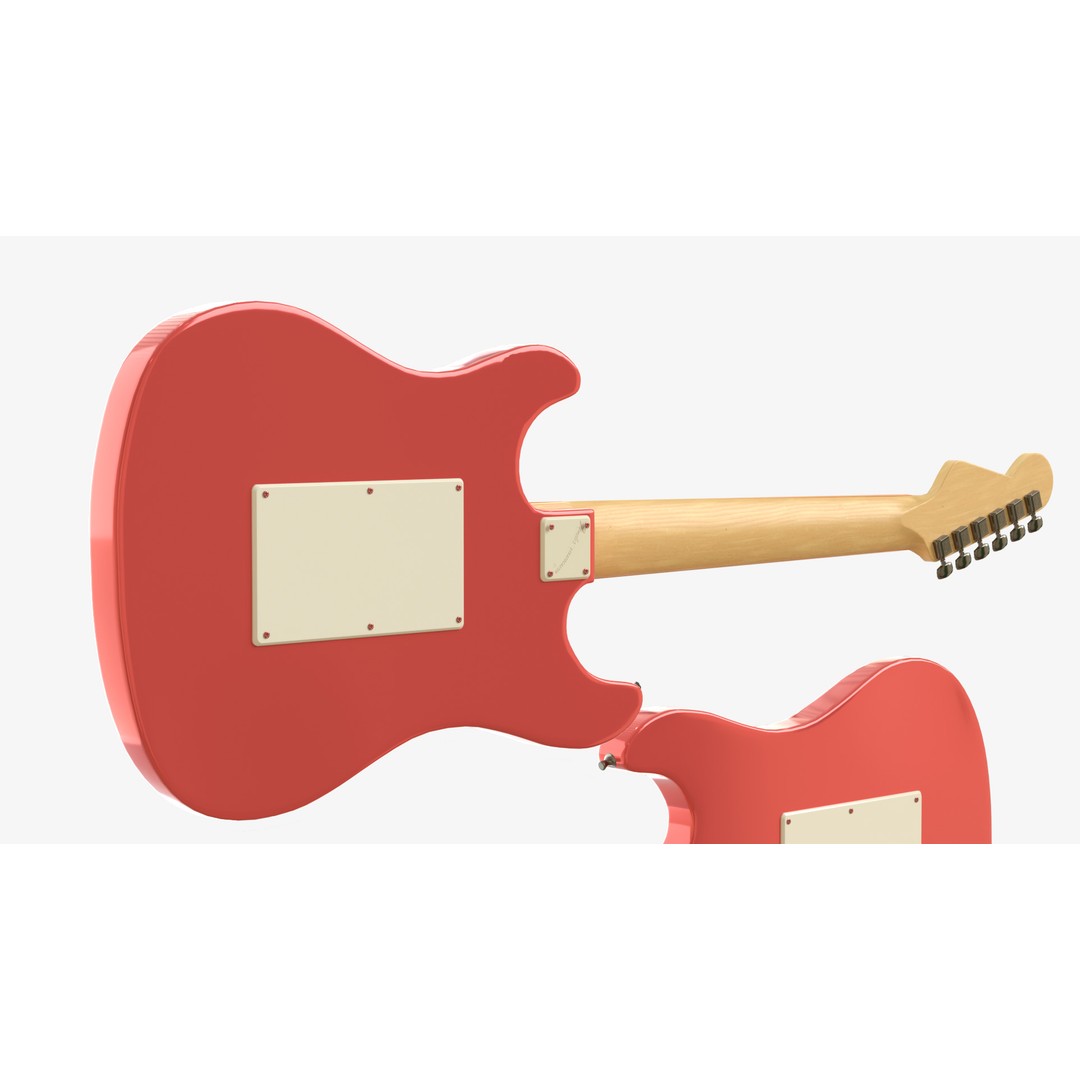 Red Electric Guitar 3D Model – PBR Fender Stratocaster with Case, FBX - View 9