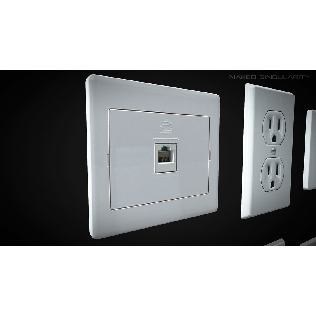 Electrical Outlet Switch Pack 3D Model – Low Poly Game Asset, FBX - View 3