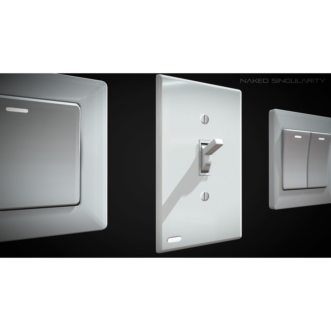 Electrical Outlet Switch Pack 3D Model – Low Poly Game Asset, FBX - View 5