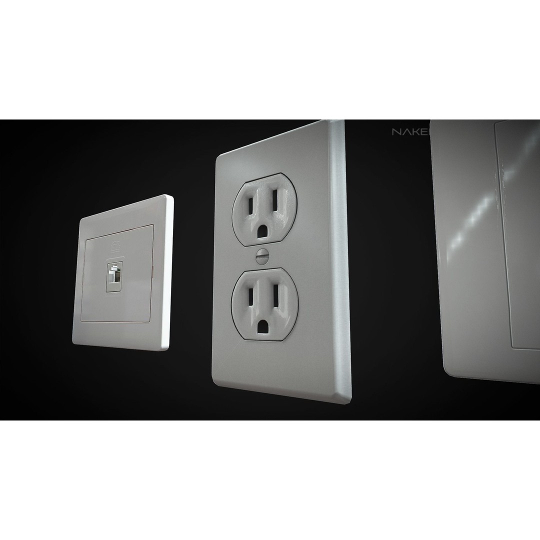 Electrical Outlet Switch Pack 3D Model – Low Poly Game Asset, FBX - View 6
