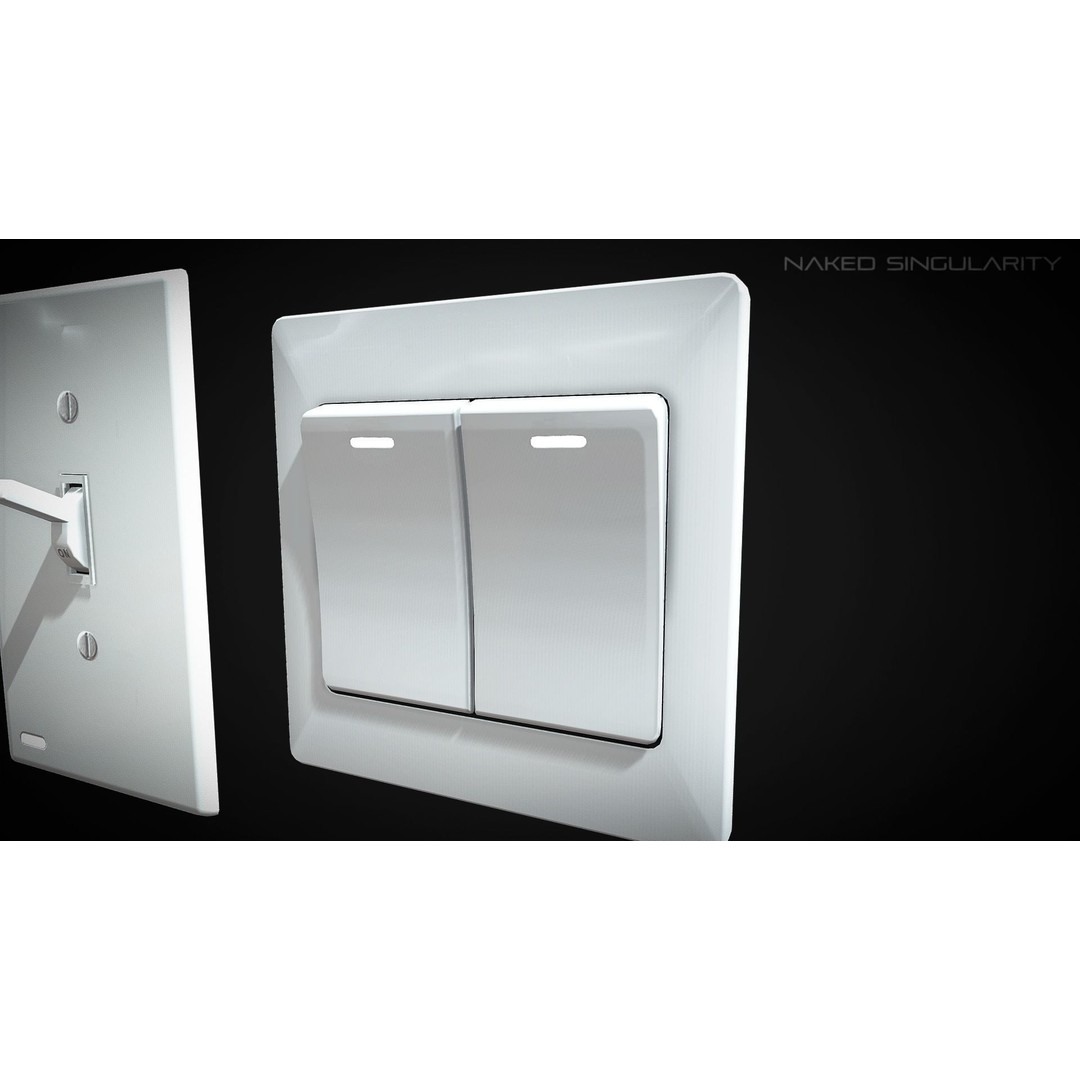 Electrical Outlet Switch Pack 3D Model – Low Poly Game Asset, FBX - View 8