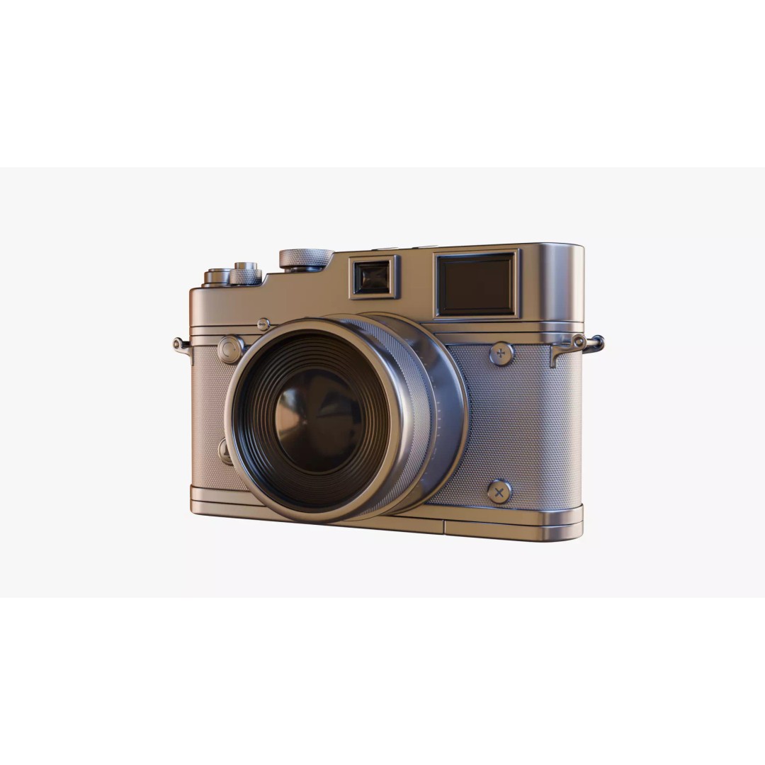 Silver Film Camera 3D Model – Vintage Style PBR Asset, FBX - View 2