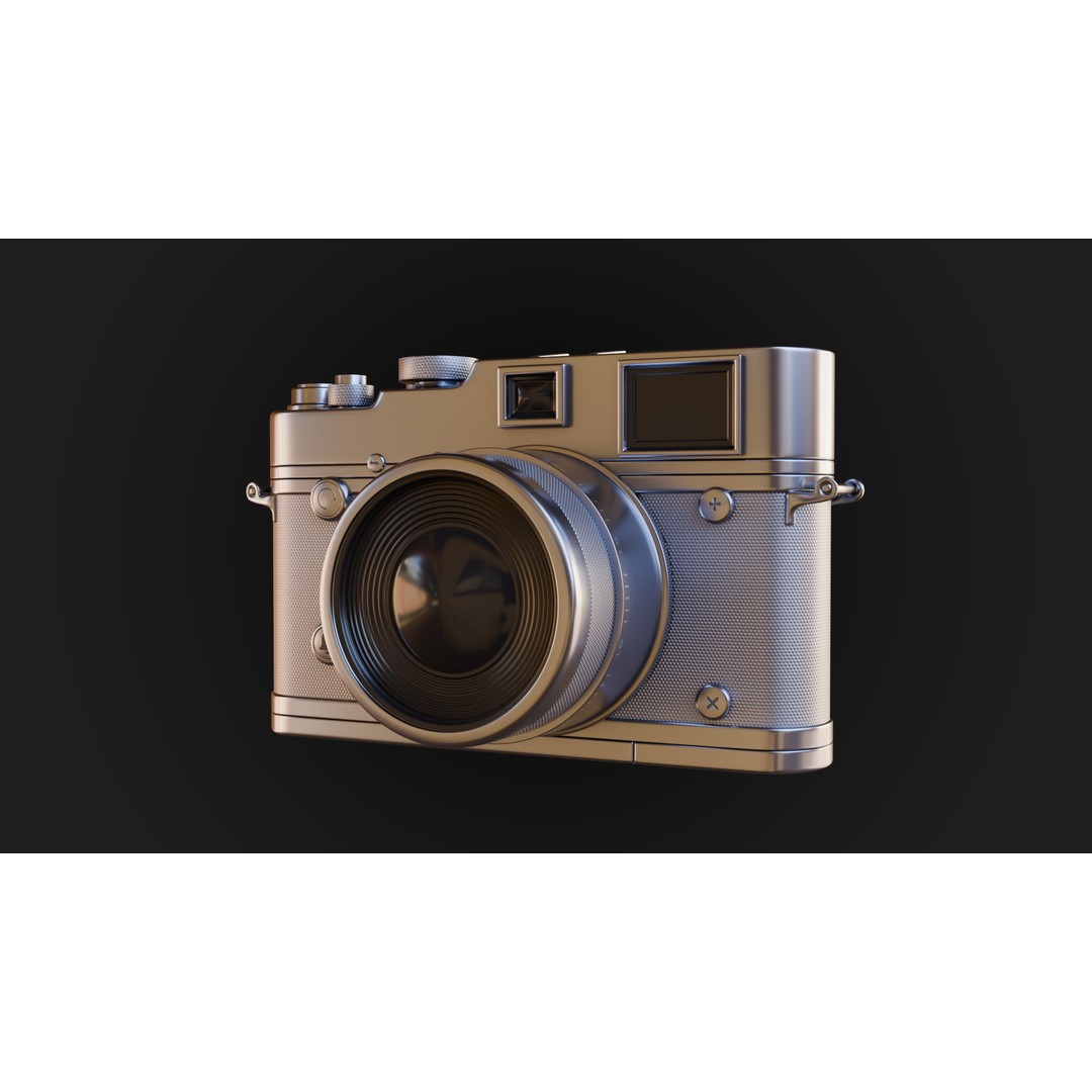 Silver Film Camera 3D Model – Vintage Style PBR Asset, FBX - View 3