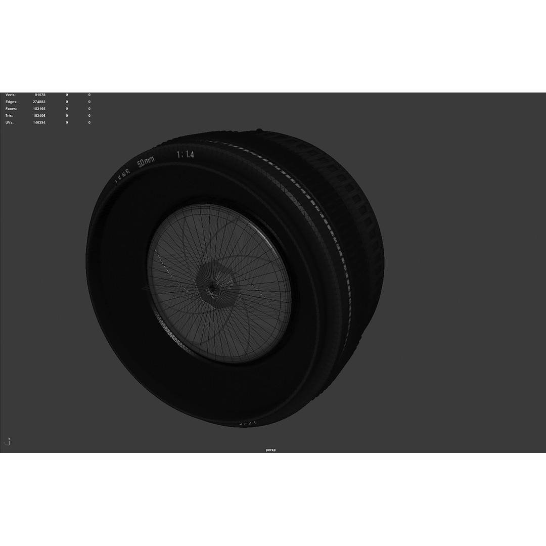 Realistic 50mm Camera Lens 3D Model – PBR Textures, Multiple Formats