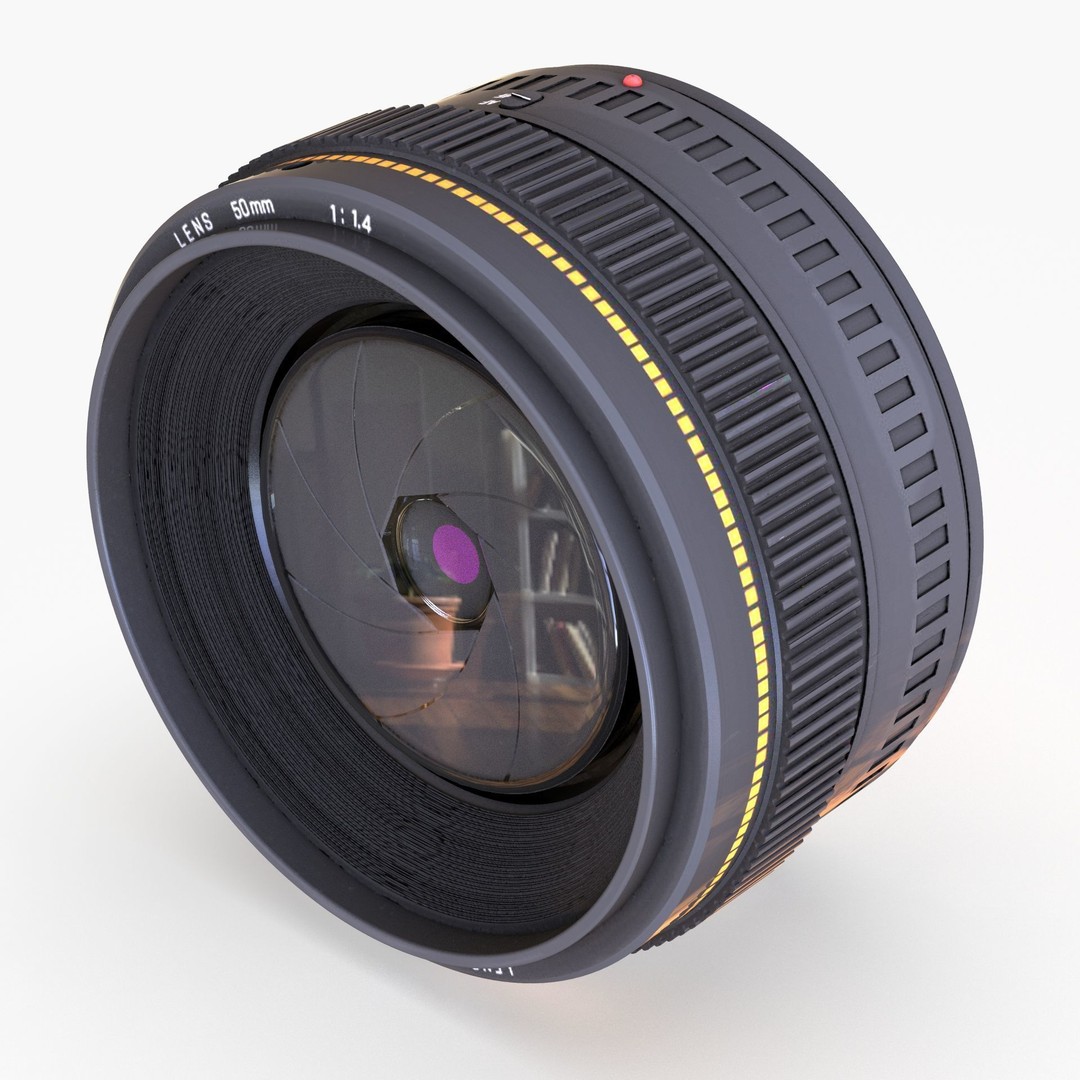 Realistic 50mm Camera Lens 3D Model – PBR Textures, Multiple Formats - View 10