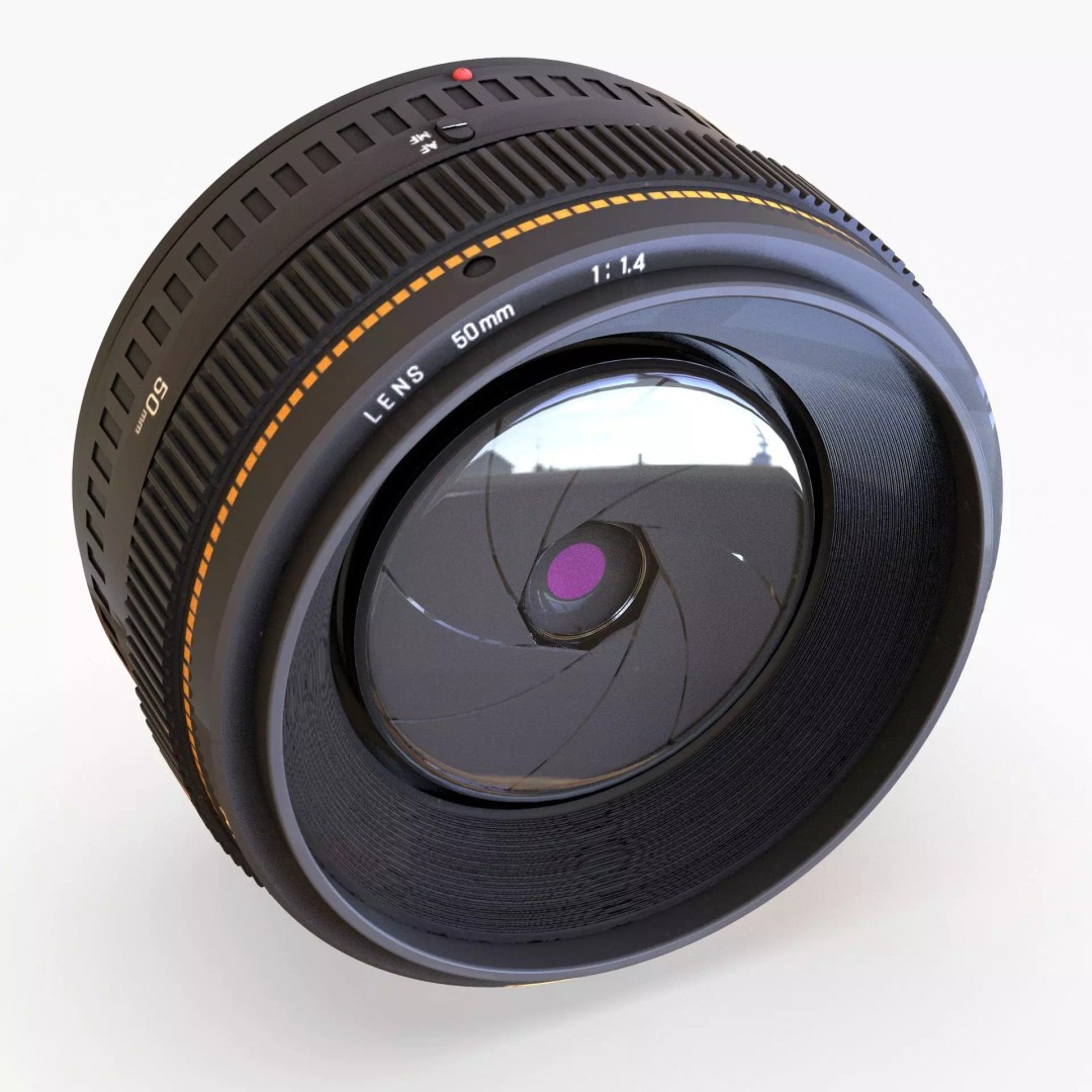 Realistic 50mm Camera Lens 3D Model – PBR Textures, Multiple Formats - View 2