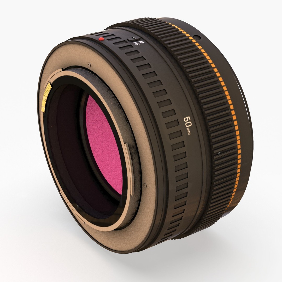 Realistic 50mm Camera Lens 3D Model – PBR Textures, Multiple Formats - View 3