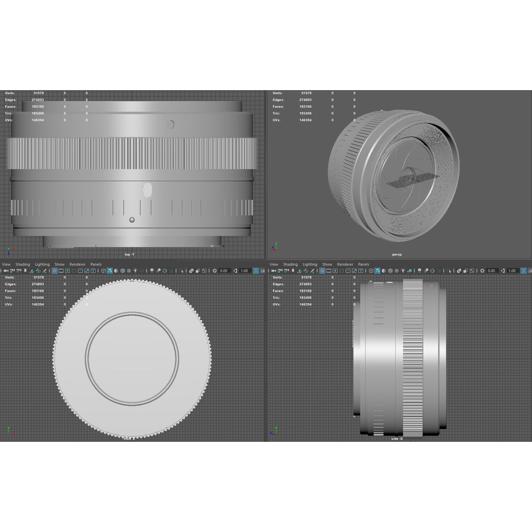 Realistic 50mm Camera Lens 3D Model – PBR Textures, Multiple Formats - View 7