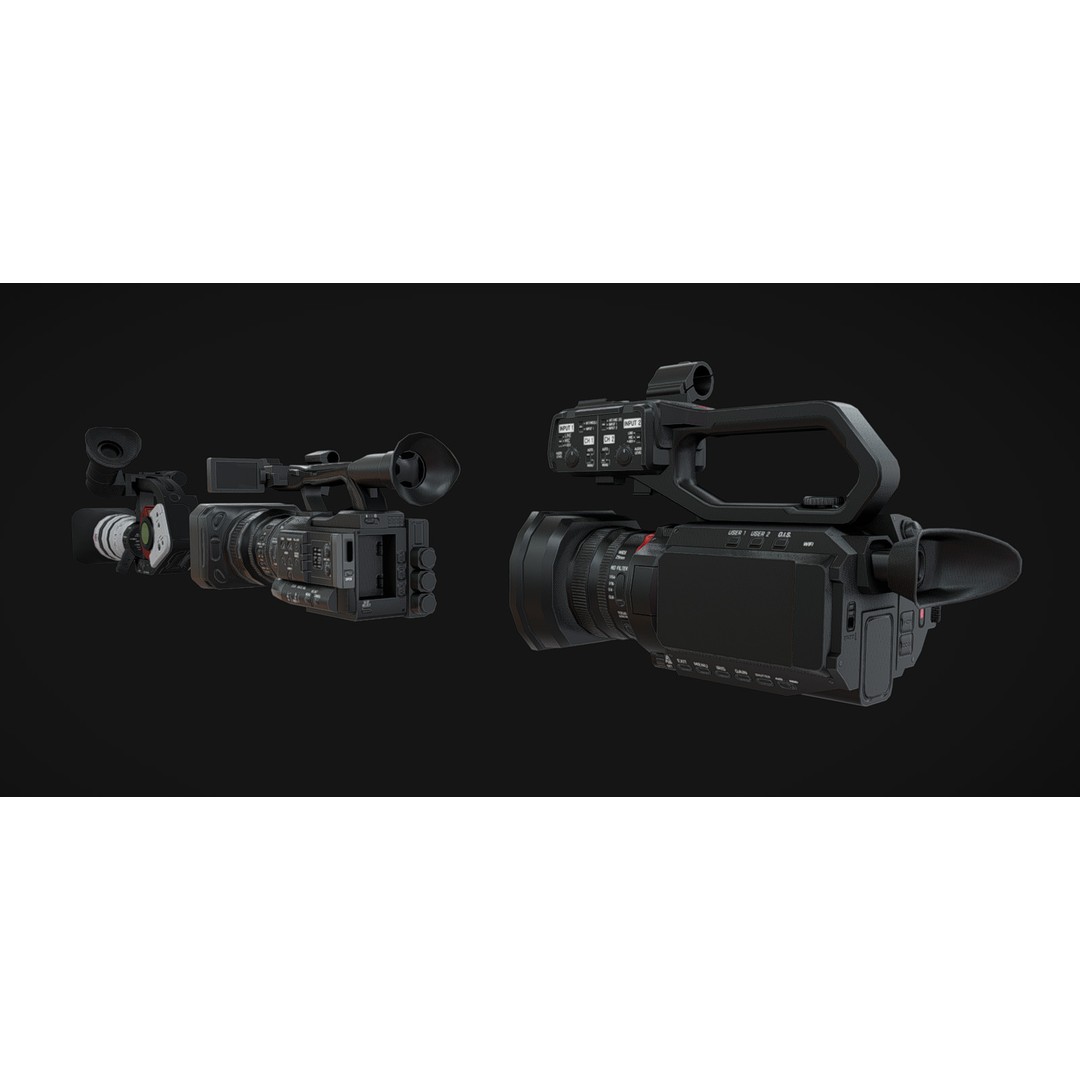 Camcorder 3D Model – Low-Poly Game Asset with PBR Textures, FBX, OBJ, Blender - View 3