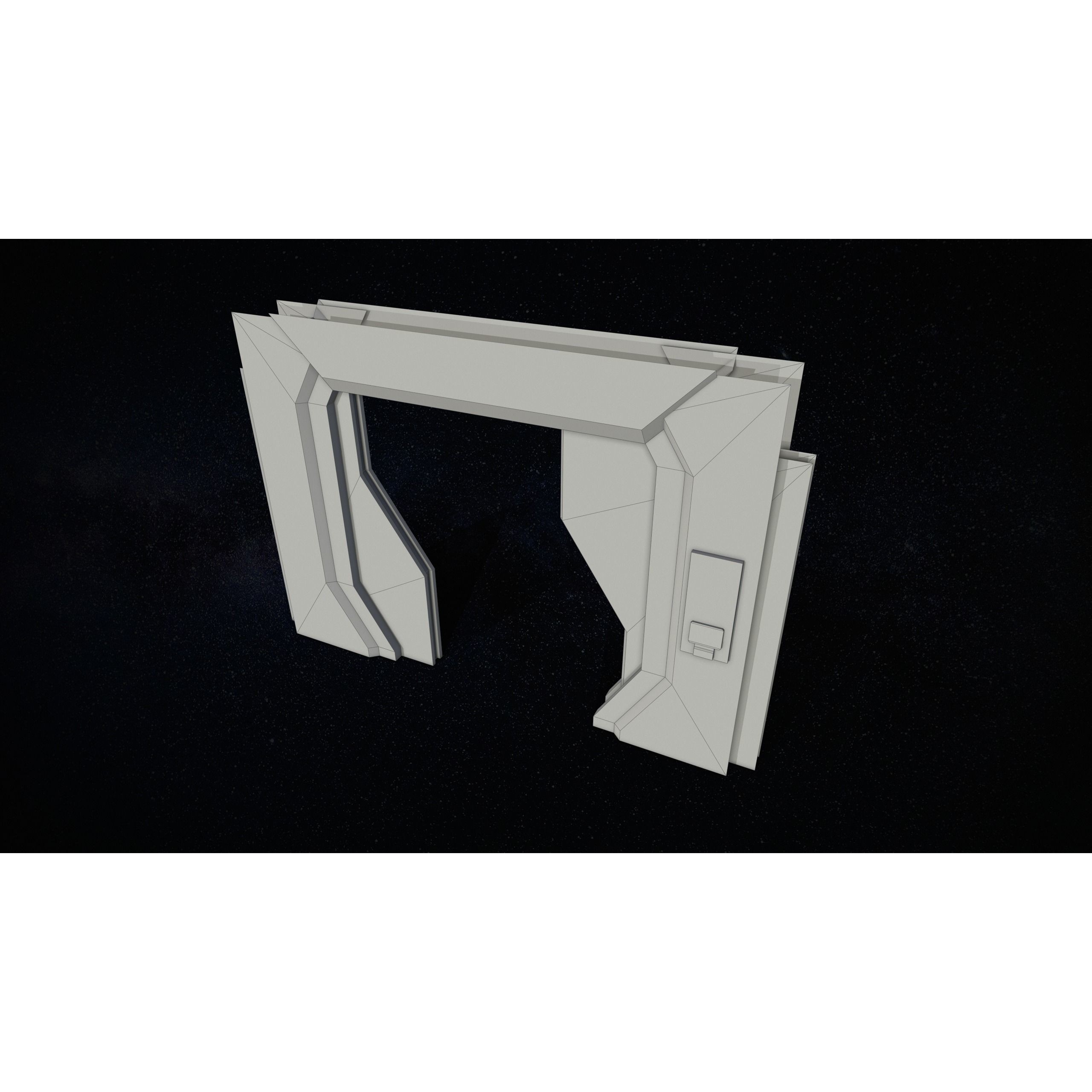 Sci-Fi Modular Corridor with Door - Low-Poly Game-Ready 3D Model