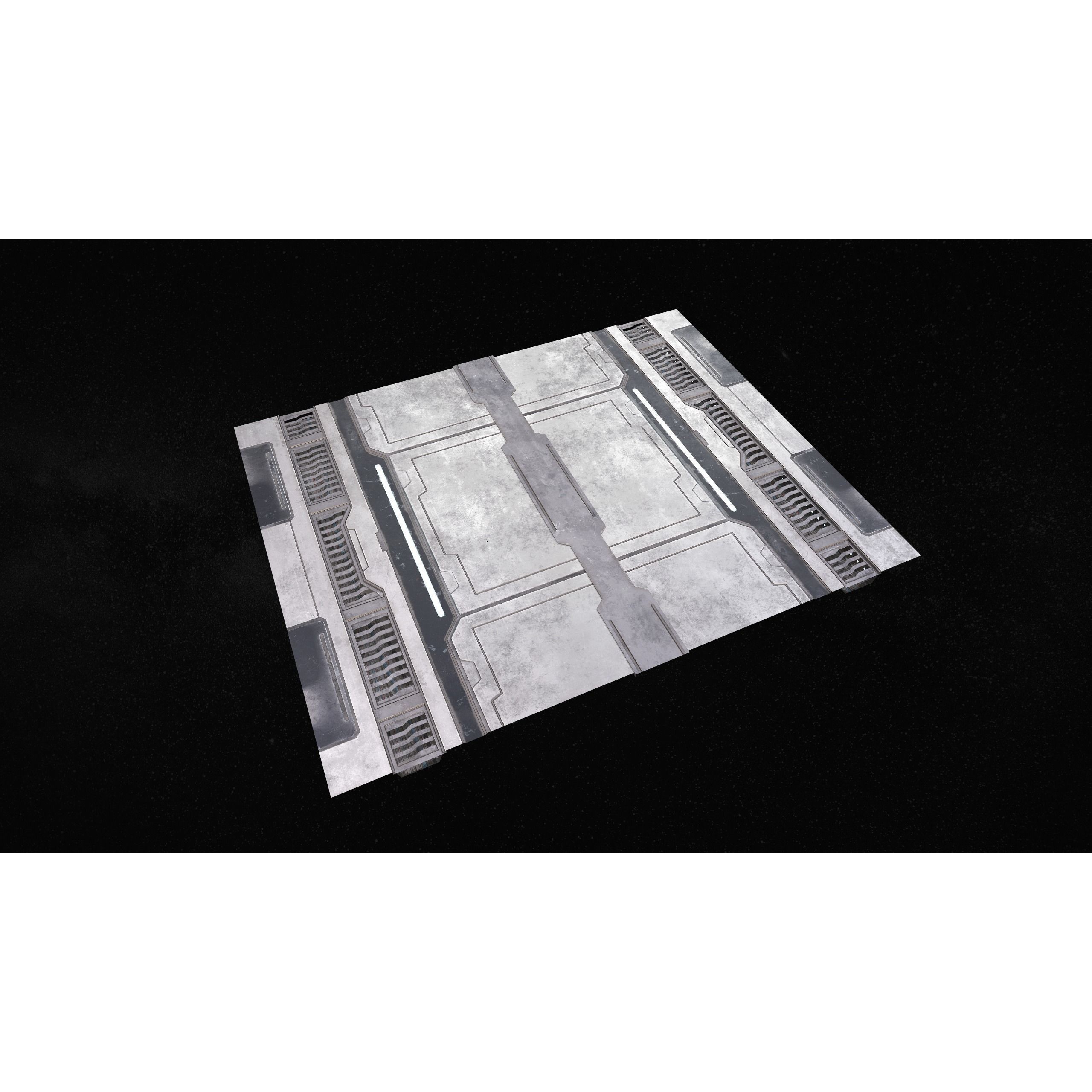 Sci-Fi Modular Corridor with Door - Low-Poly Game-Ready 3D Model - View 10