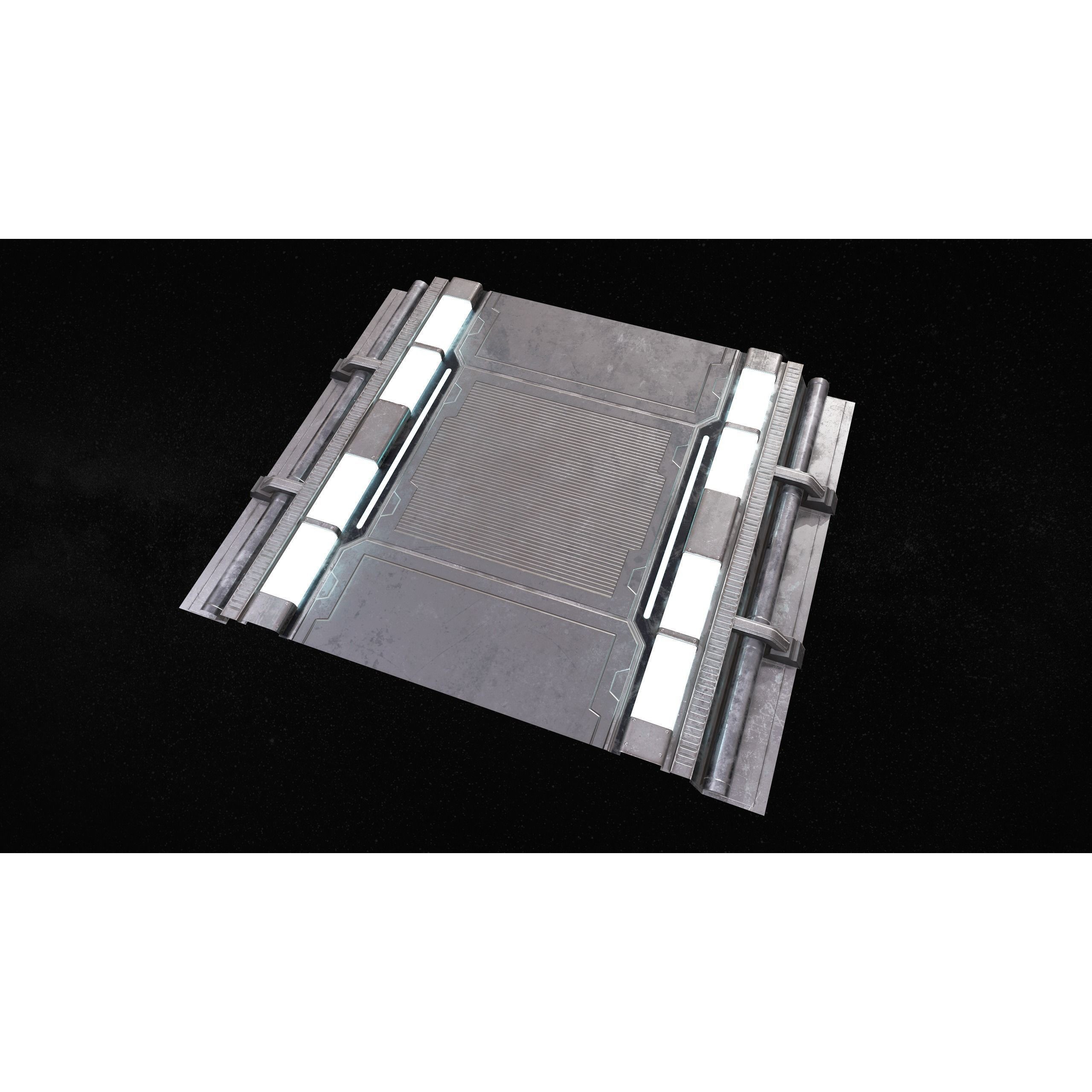 Sci-Fi Modular Corridor with Door - Low-Poly Game-Ready 3D Model - View 11