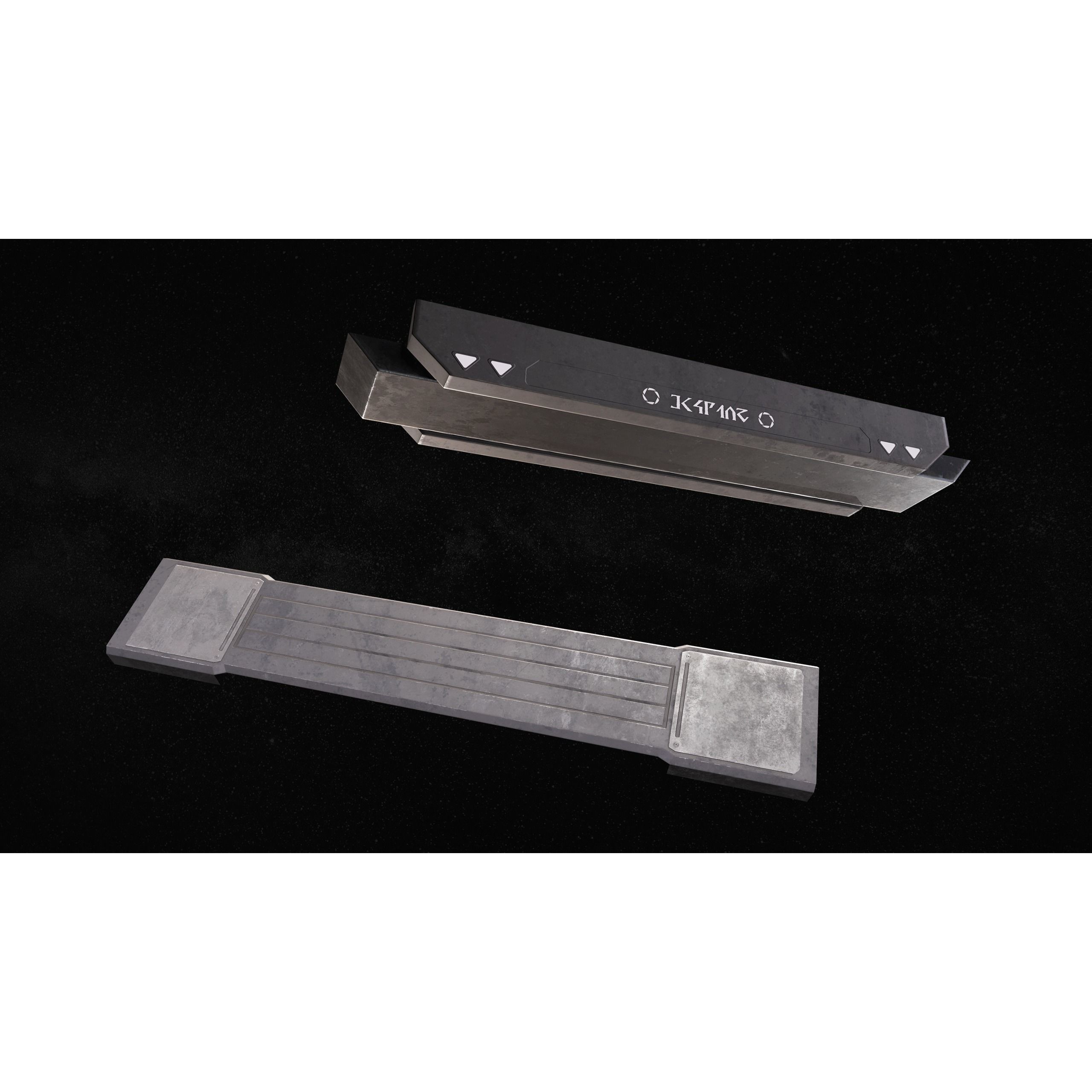 Sci-Fi Modular Corridor with Door - Low-Poly Game-Ready 3D Model - View 12