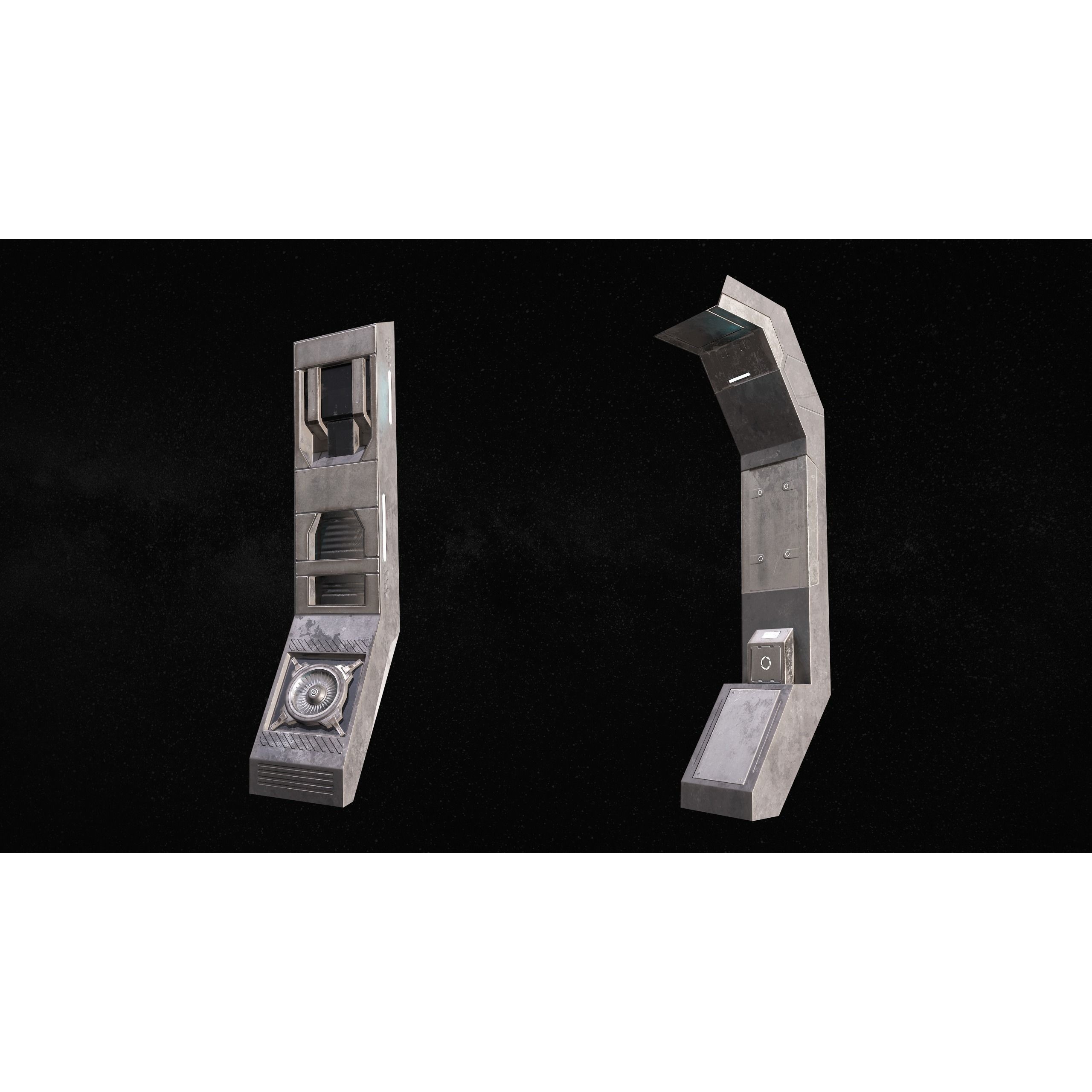 Sci-Fi Modular Corridor with Door - Low-Poly Game-Ready 3D Model - View 13