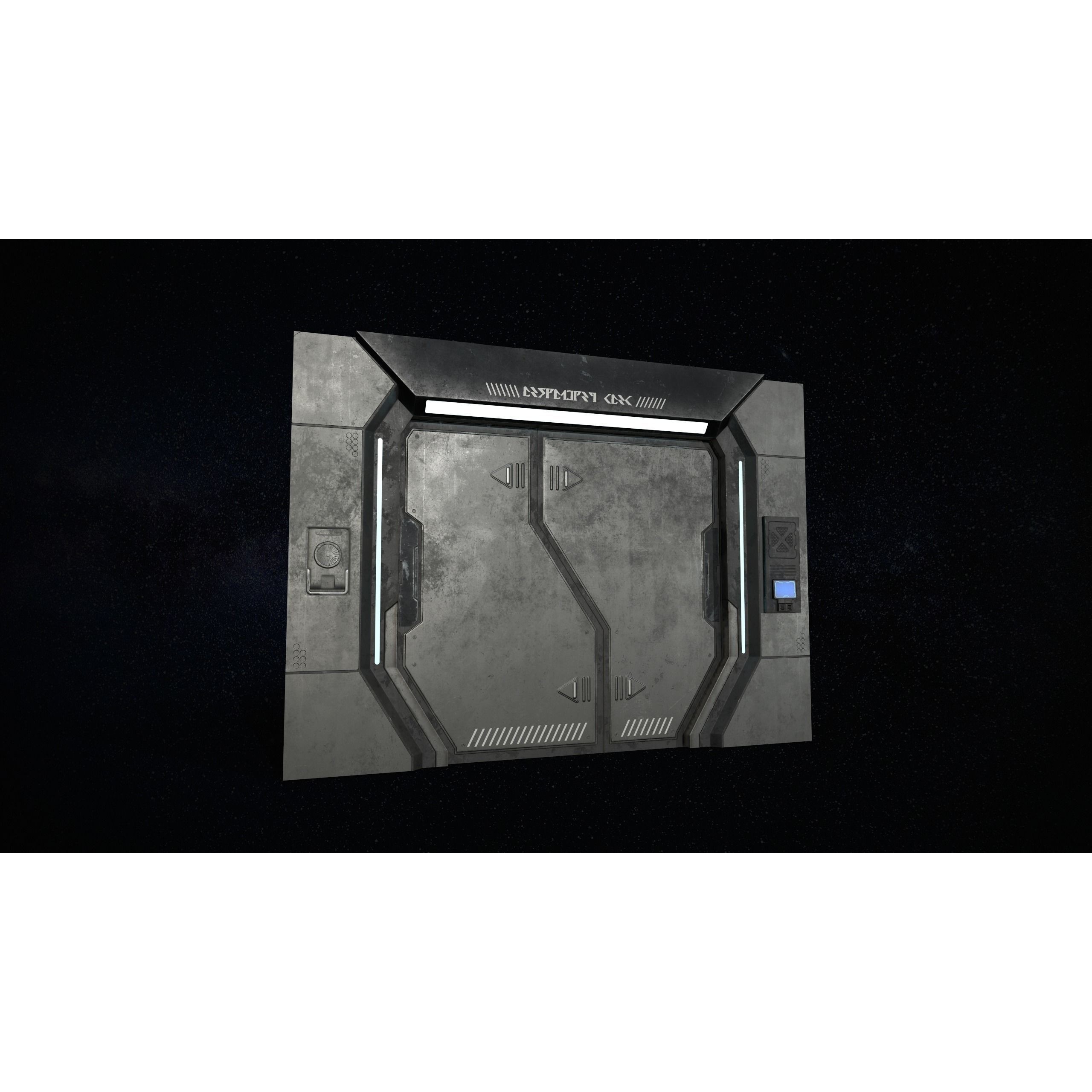 Sci-Fi Modular Corridor with Door - Low-Poly Game-Ready 3D Model - View 14