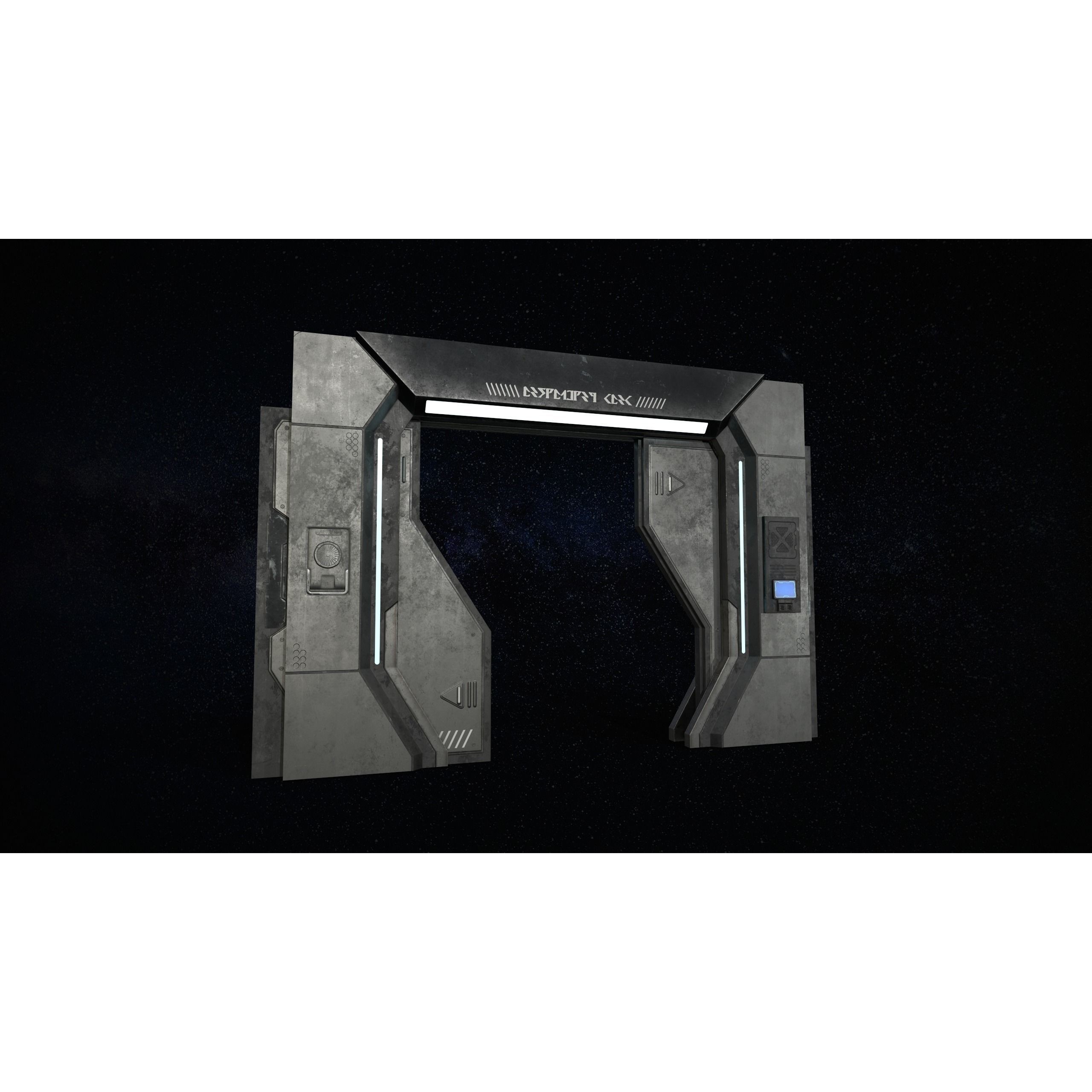 Sci-Fi Modular Corridor with Door - Low-Poly Game-Ready 3D Model - View 15