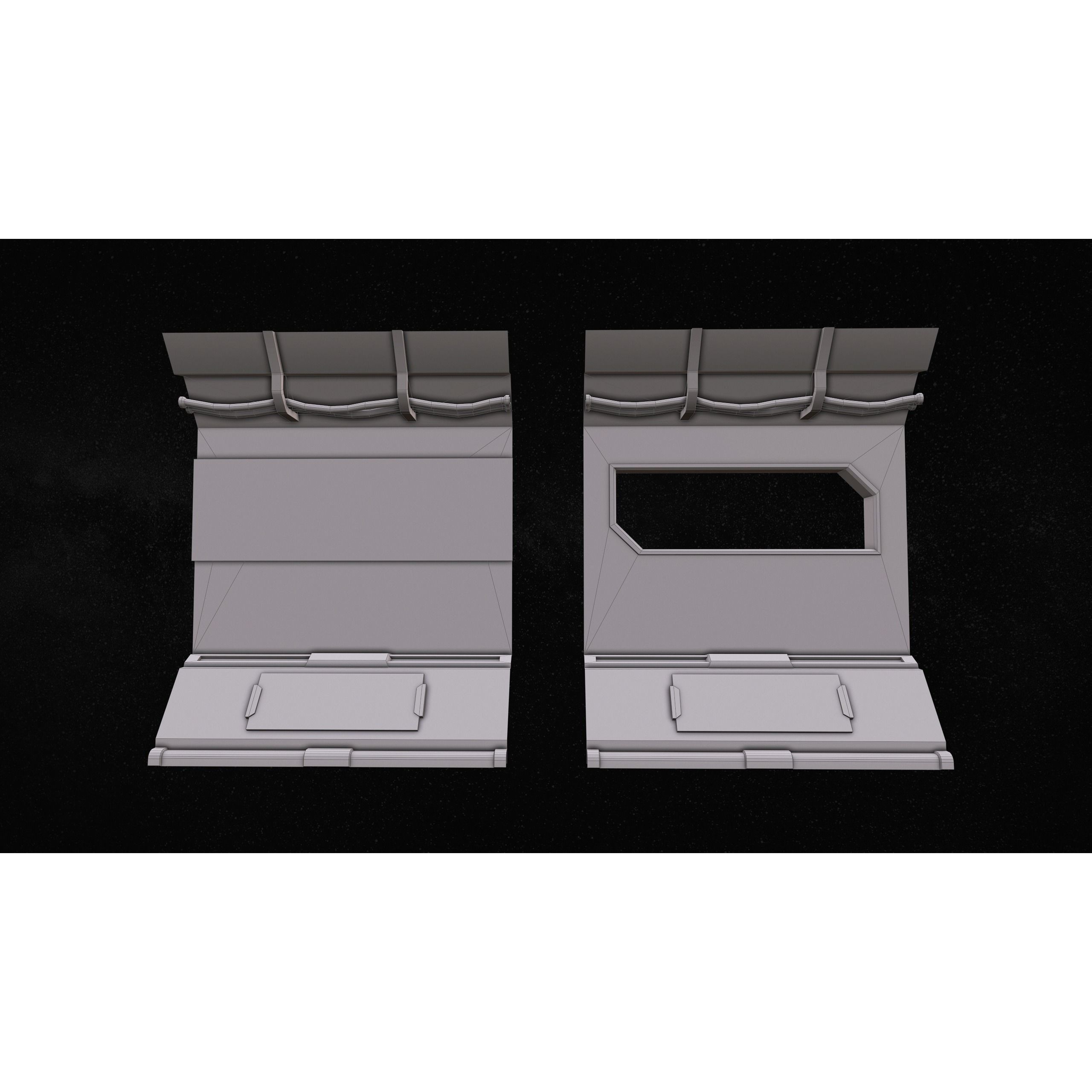 Sci-Fi Modular Corridor with Door - Low-Poly Game-Ready 3D Model - View 16