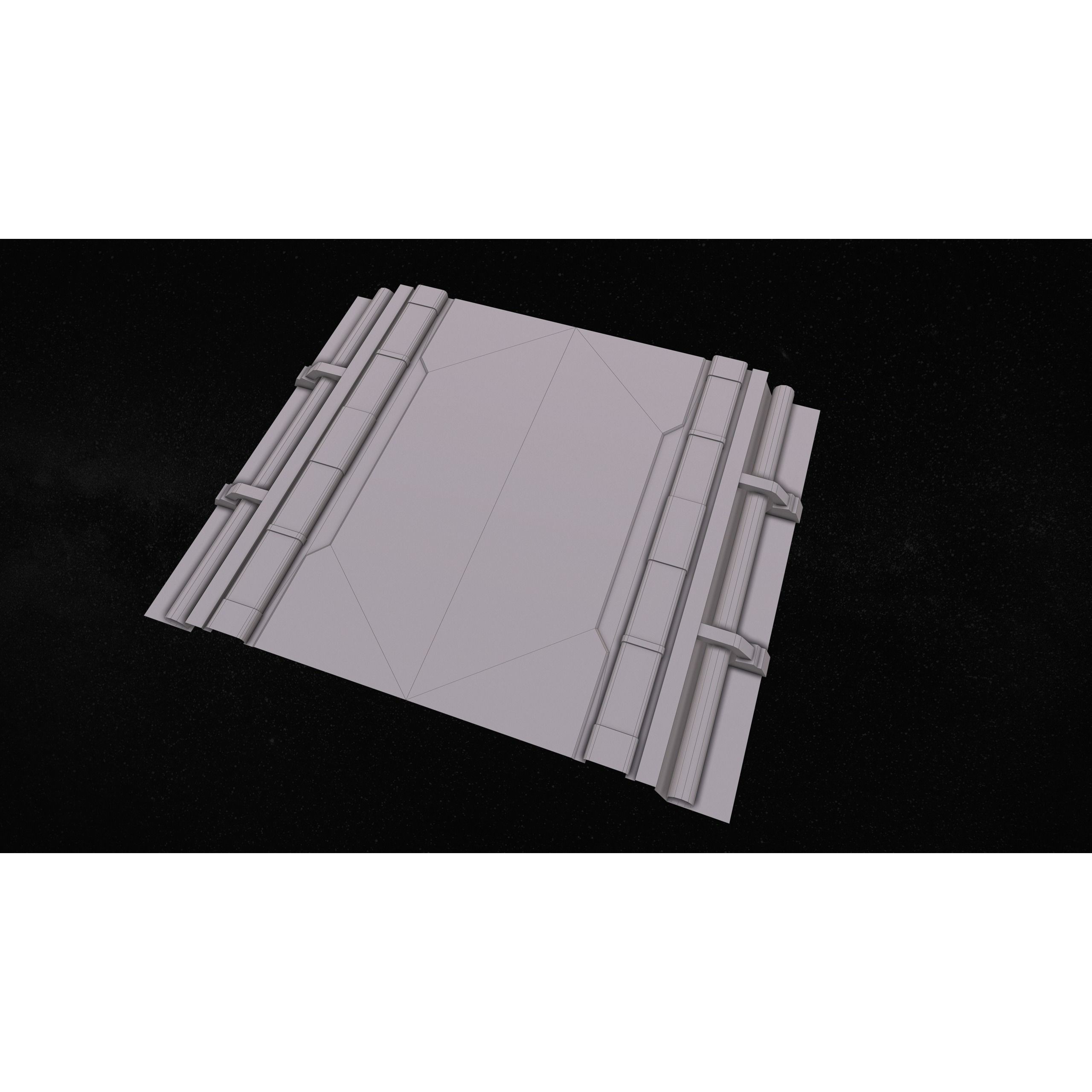 Sci-Fi Modular Corridor with Door - Low-Poly Game-Ready 3D Model - View 18