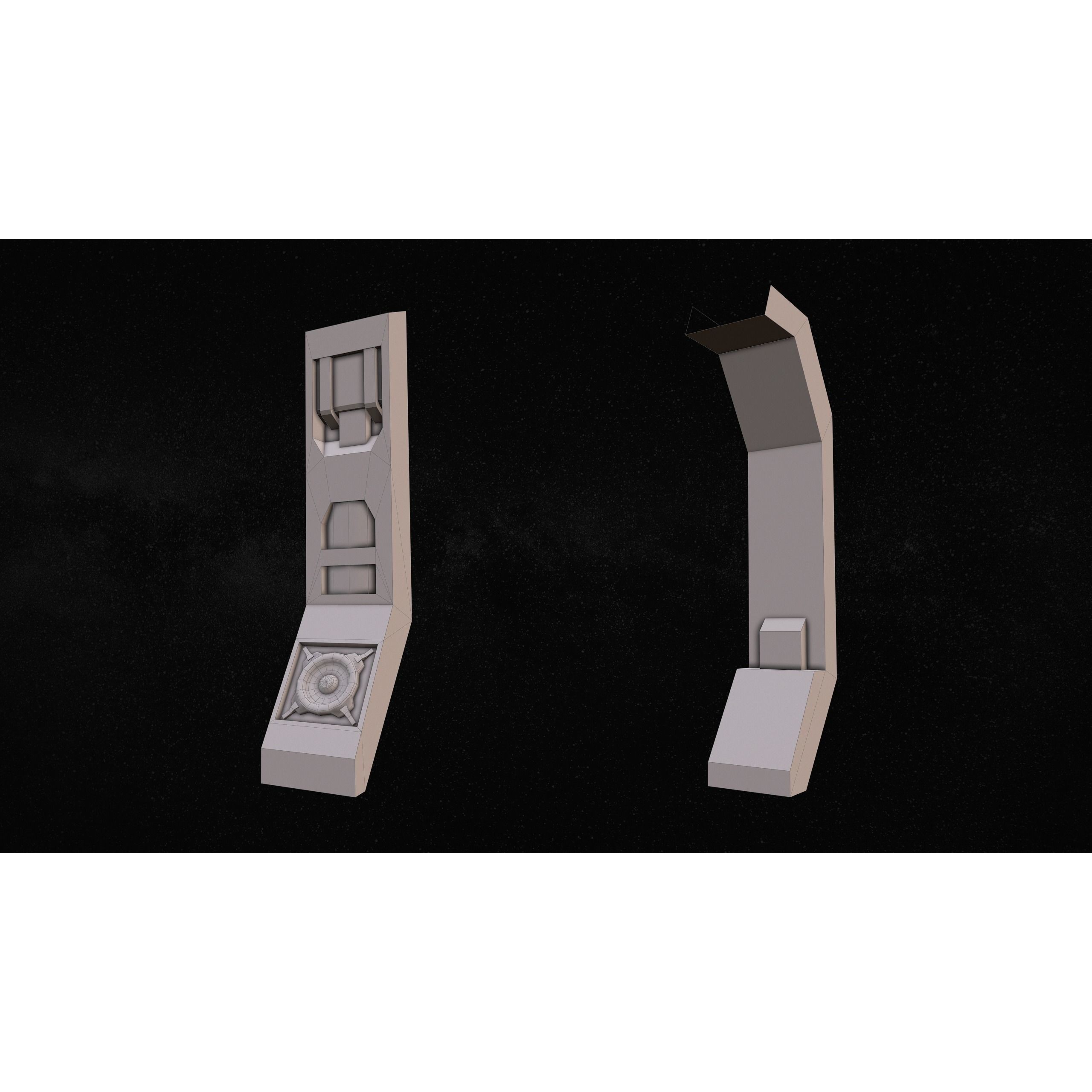 Sci-Fi Modular Corridor with Door - Low-Poly Game-Ready 3D Model - View 20