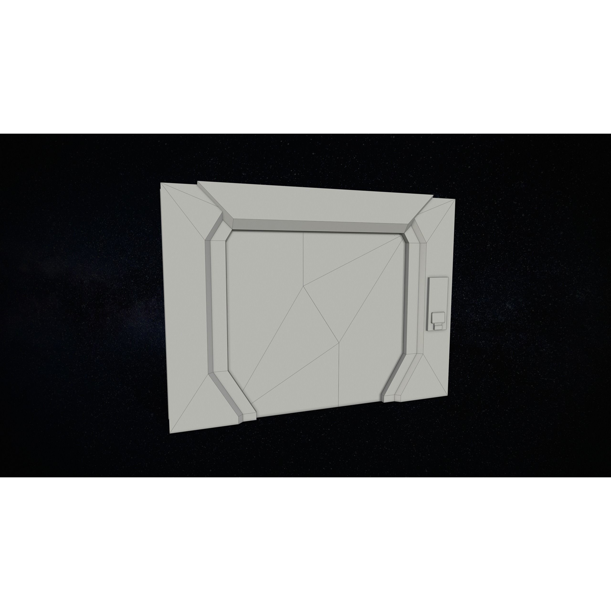 Sci-Fi Modular Corridor with Door - Low-Poly Game-Ready 3D Model - View 21