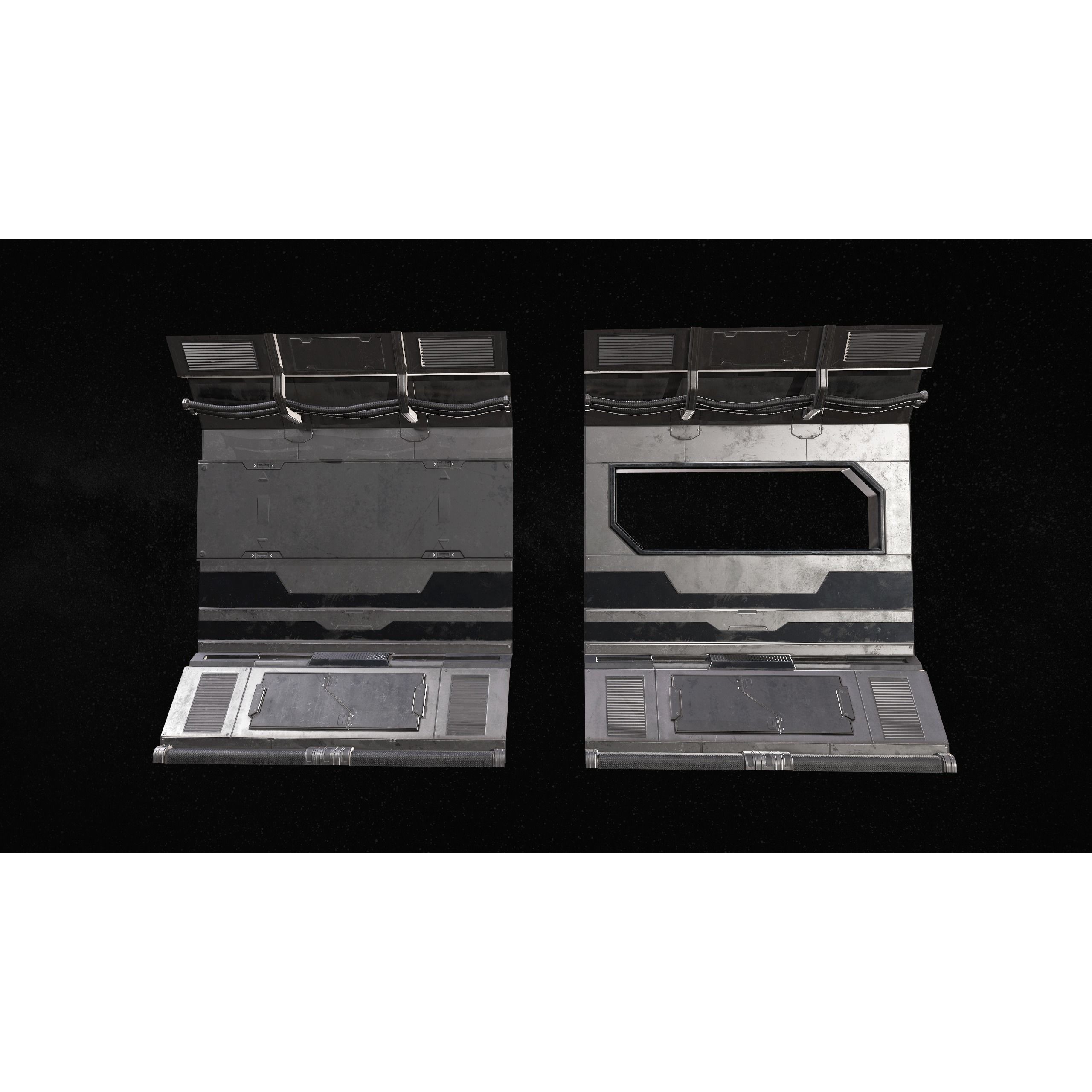 Sci-Fi Modular Corridor with Door - Low-Poly Game-Ready 3D Model - View 8