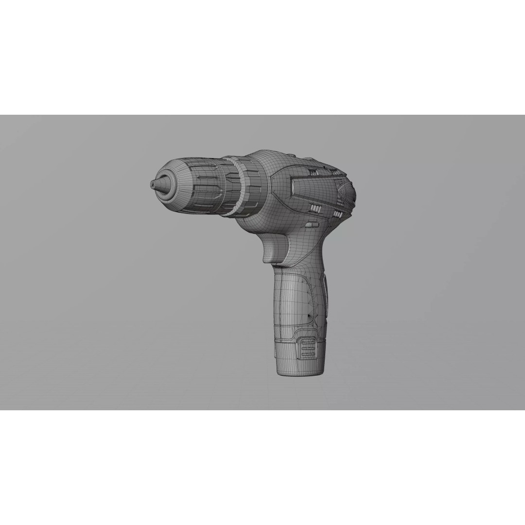 12V Electric Drill 3D Model – PBR Textured Game Asset, FBX