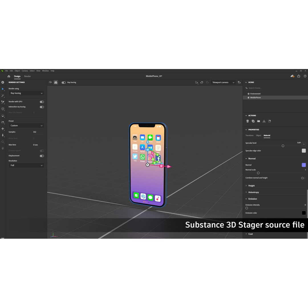 Apple iPhone 12 Pro 3D Model – Low Poly PBR Asset for Games, FBX - View 13