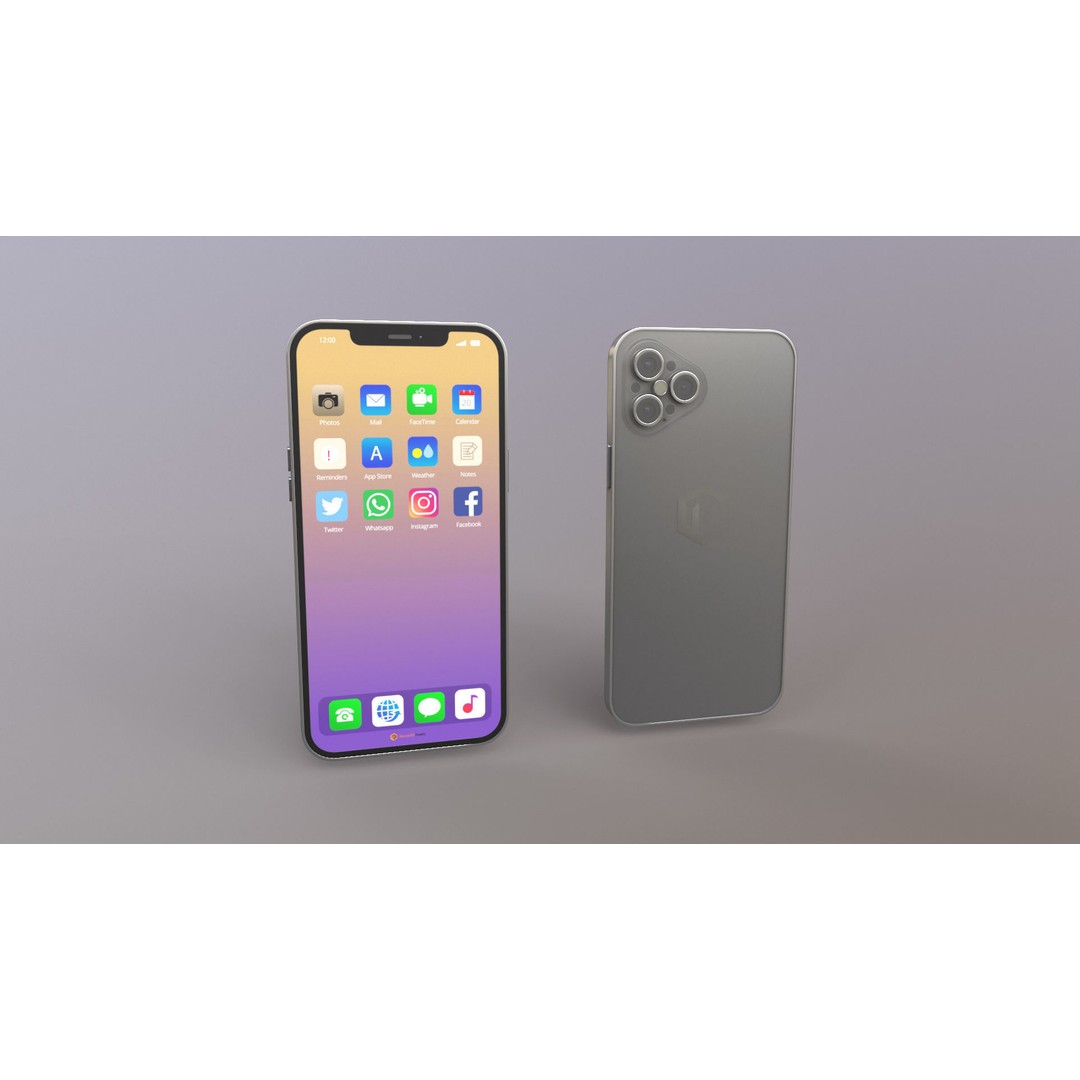 Apple iPhone 12 Pro 3D Model – Low Poly PBR Asset for Games, FBX - View 3