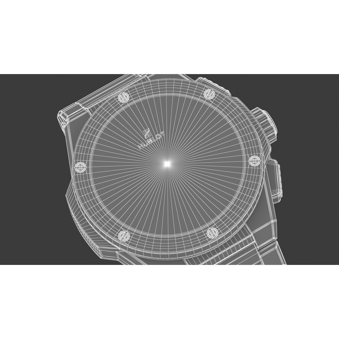 Hublot Big Bang Integranted 42mm Black Luxury Watch 3D Model – PBR Textured, FBX, OBJ - View 14