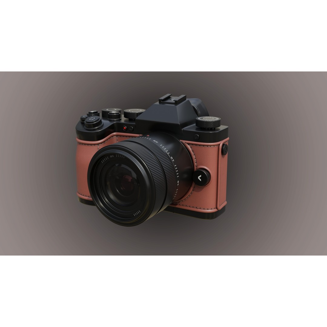 Leatherette DSLR Camera 3D Model – PBR Asset with High Detail, FBX - View 3