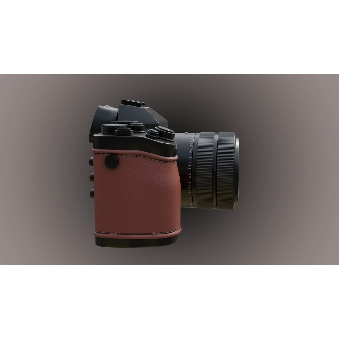 Leatherette DSLR Camera 3D Model – PBR Asset with High Detail, FBX - View 7