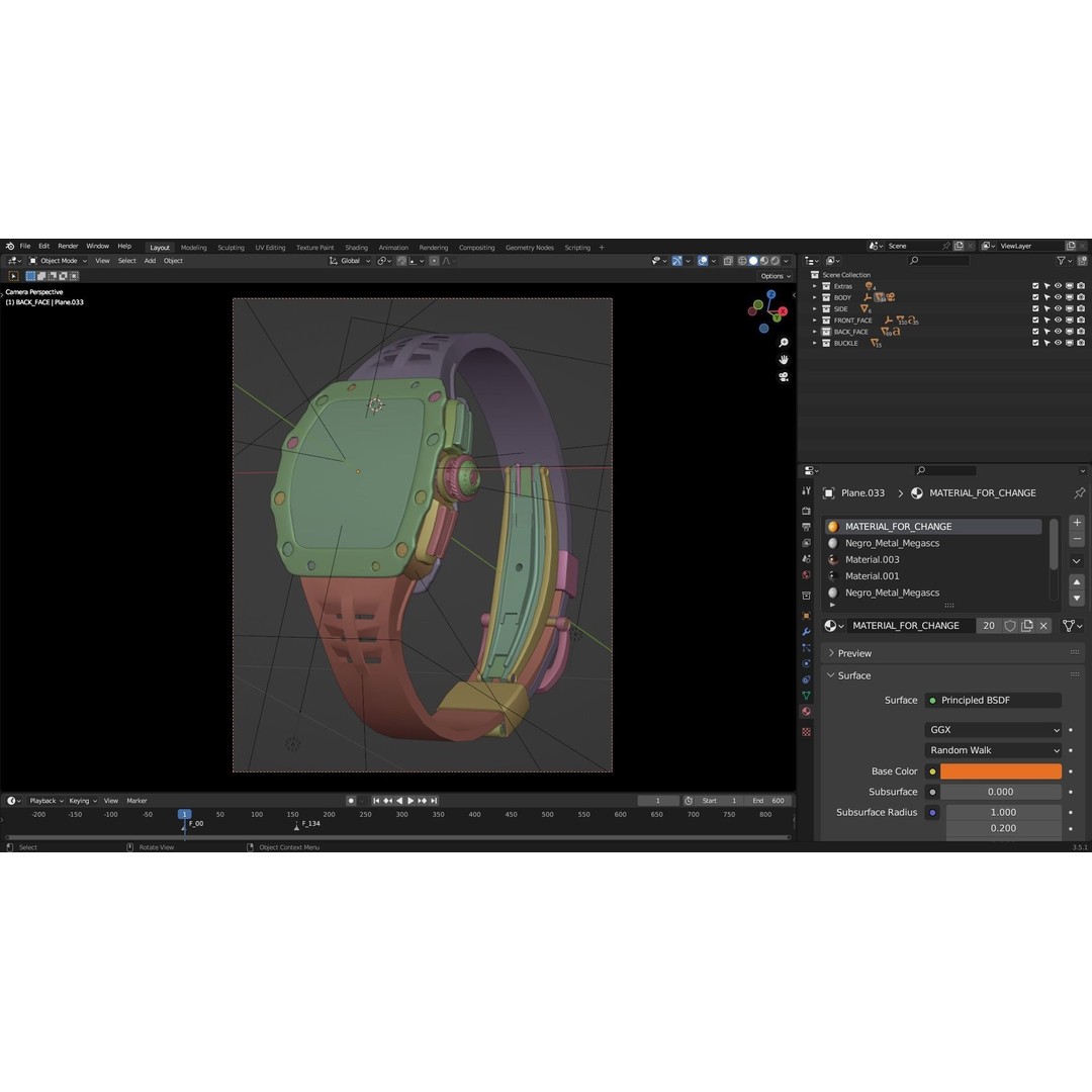 Richard Mille 3D Model – High Poly Watch with UVs, FBX, OBJ, Blender - View 3