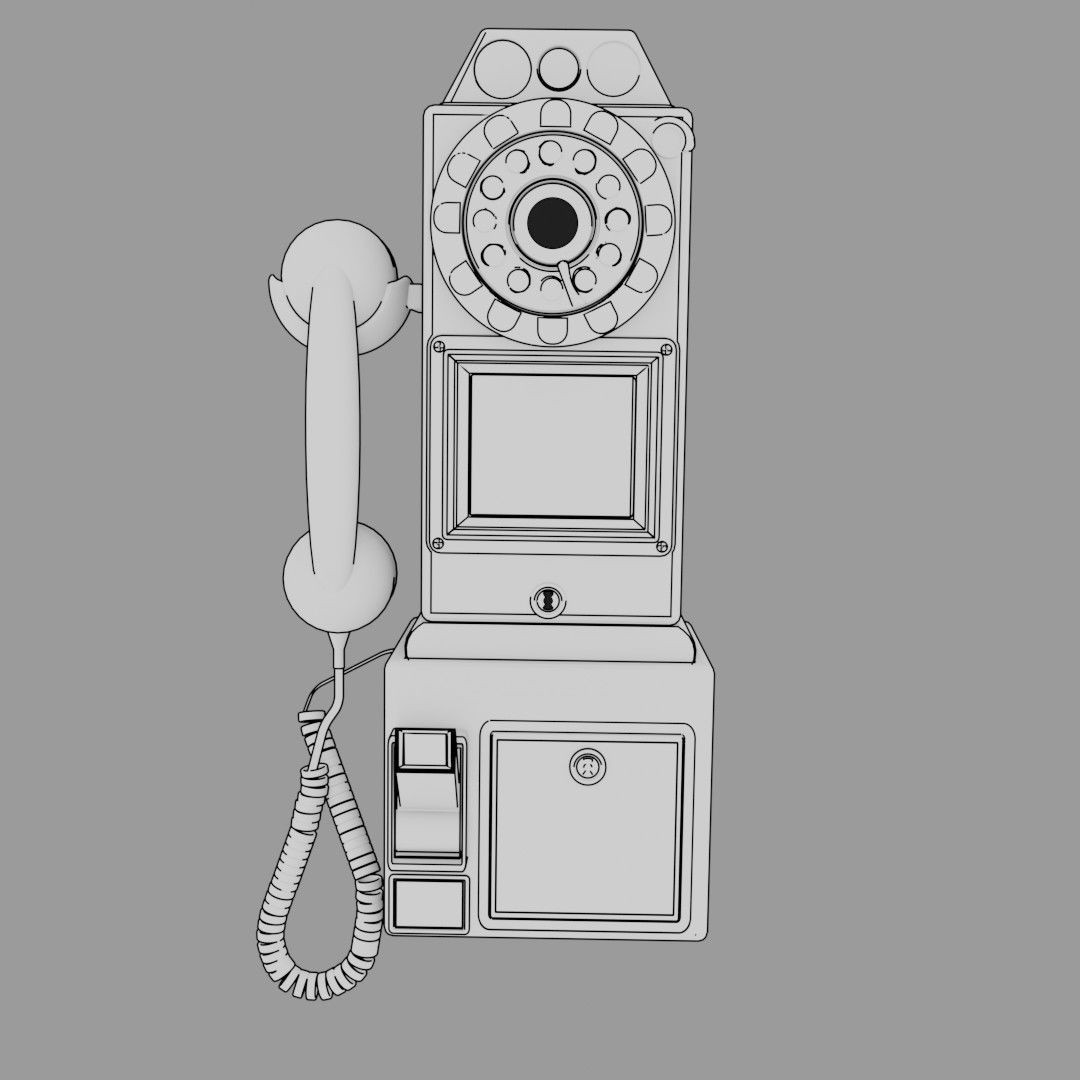 Vintage Payphone 3D Model – Classic Retro Phone Asset, FBX & OBJ - View 14