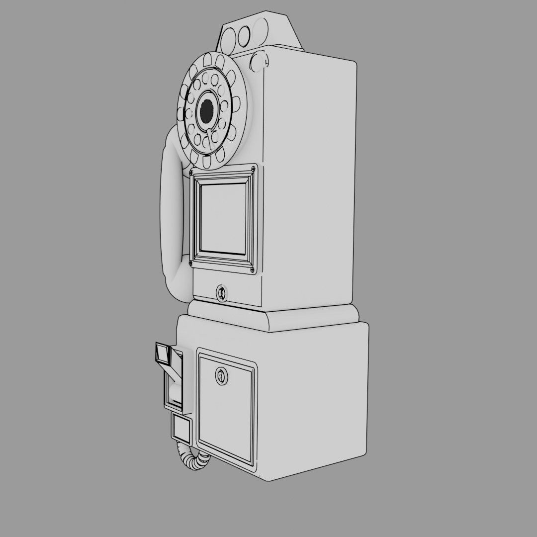Vintage Payphone 3D Model – Classic Retro Phone Asset, FBX & OBJ - View 15