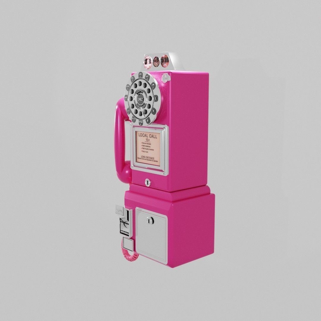 Vintage Payphone 3D Model – Classic Retro Phone Asset, FBX & OBJ - View 3